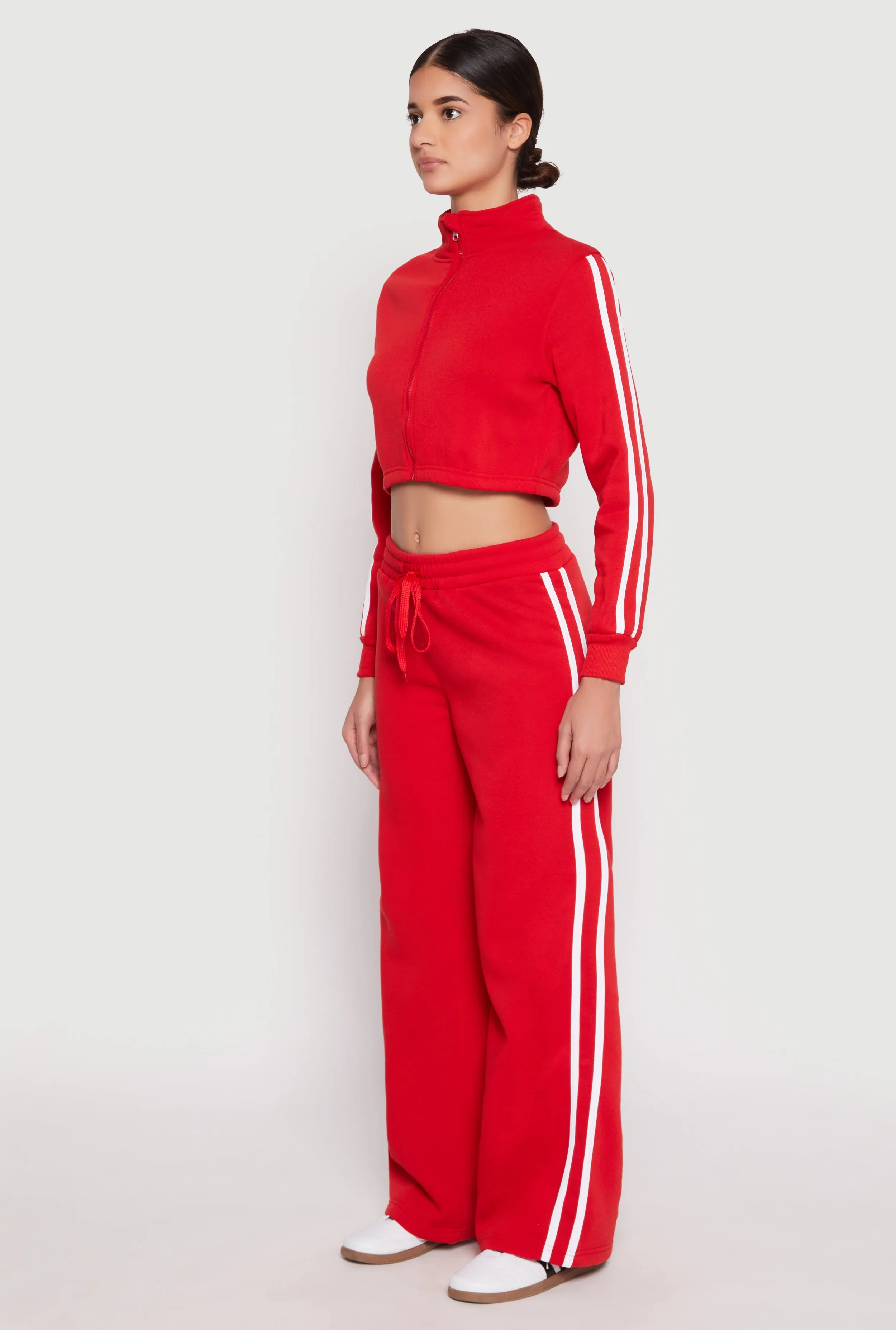 Varsity Stripe Zip Front Cropped Sweatshirt sold by Rainbow product image thumbnail 3