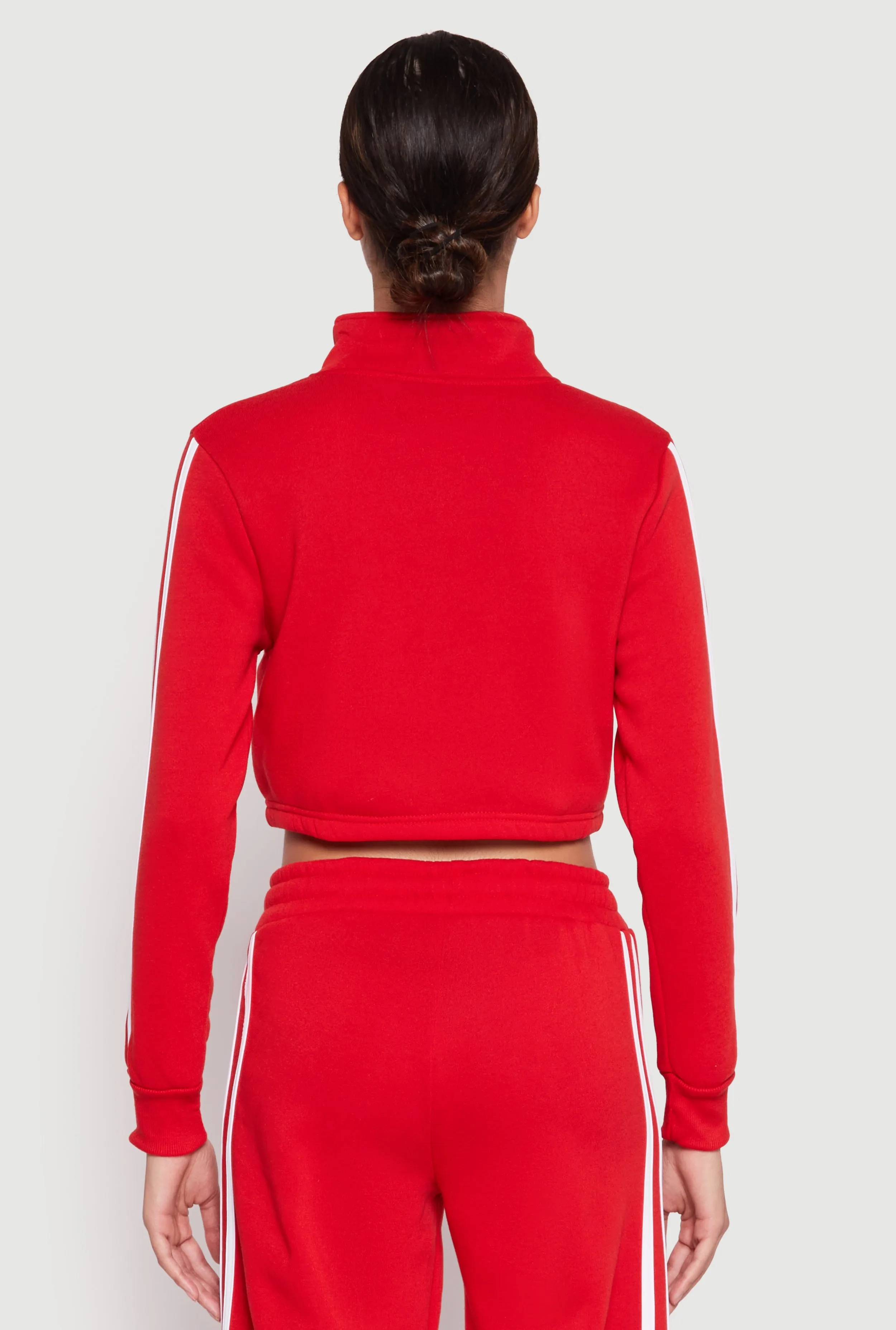 Varsity Stripe Zip Front Cropped Sweatshirt sold by Rainbow product image thumbnail 5