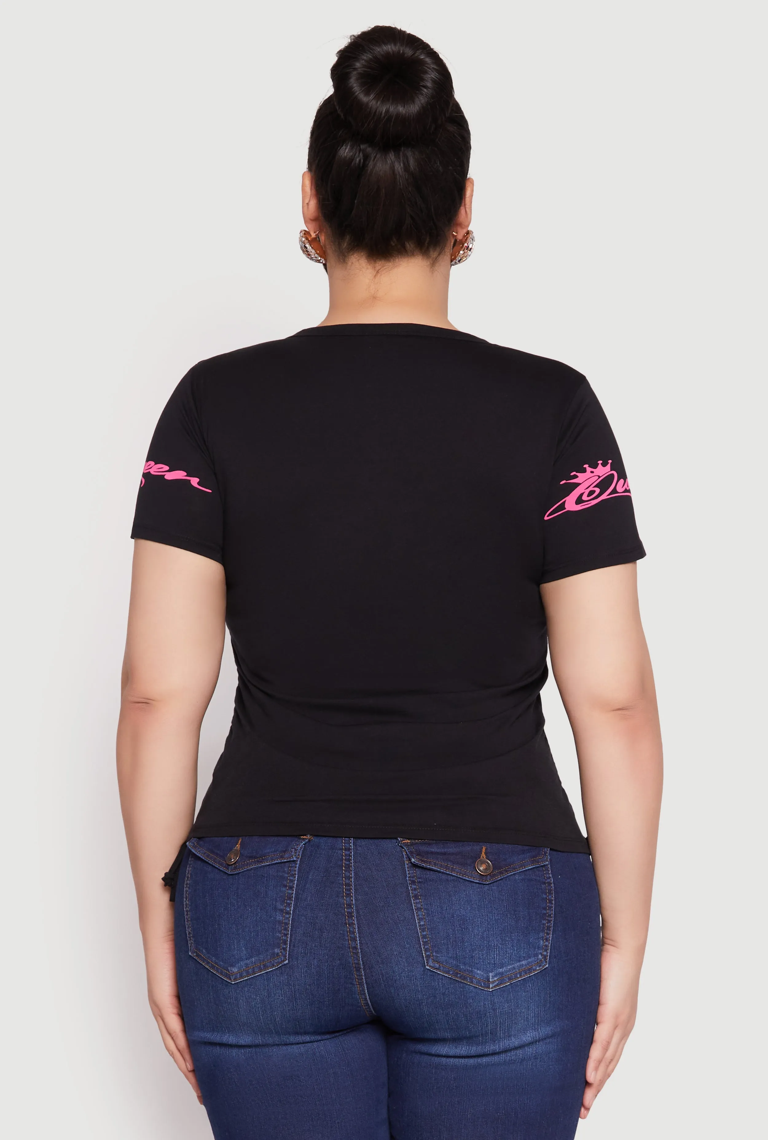 Plus Size Sequin Queen Vibes Graphic Tee sold by Rainbow product image thumbnail 5