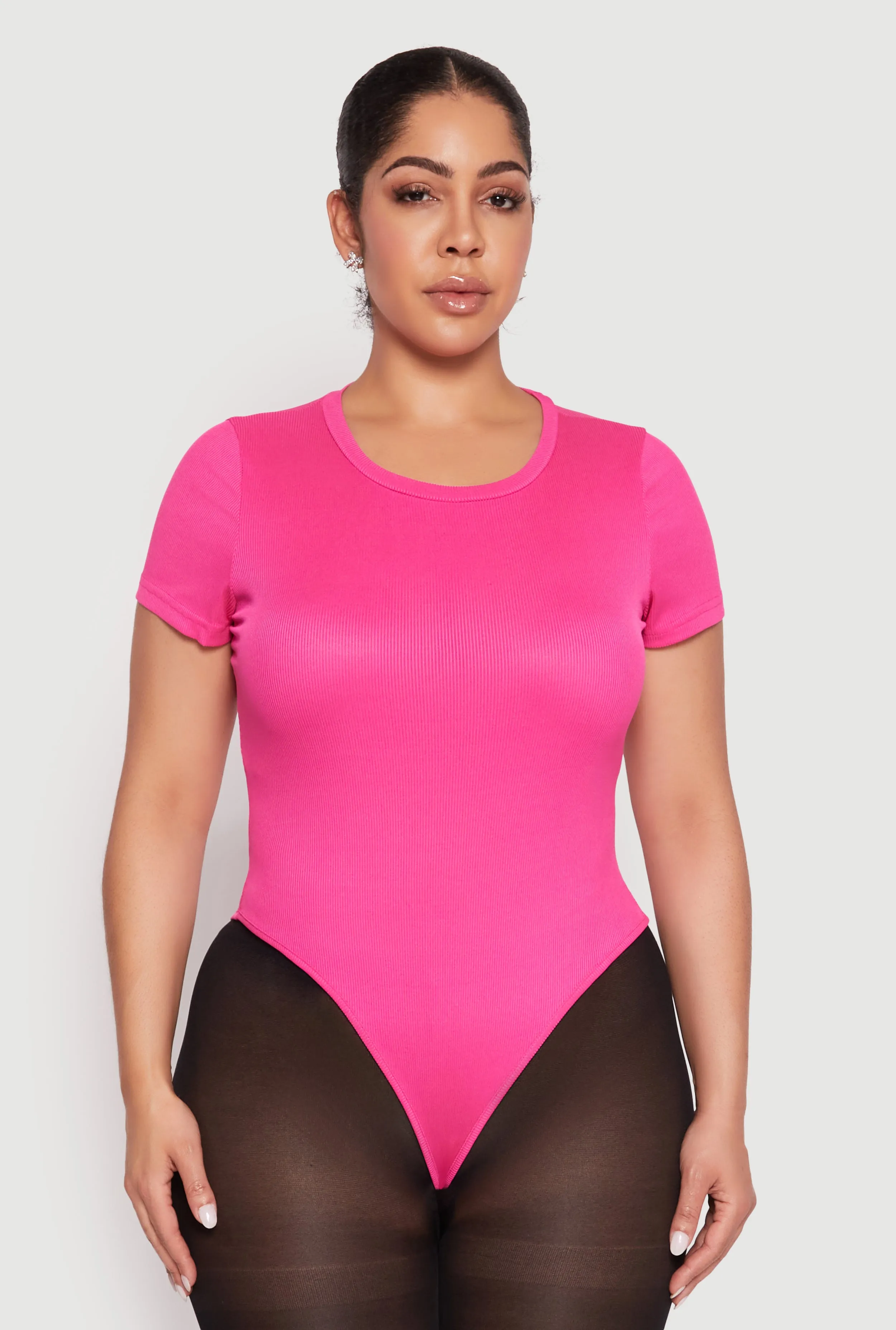 Plus Size Daisy Rib Knit Crew Neck Bodysuit sold by Rainbow product image thumbnail 2