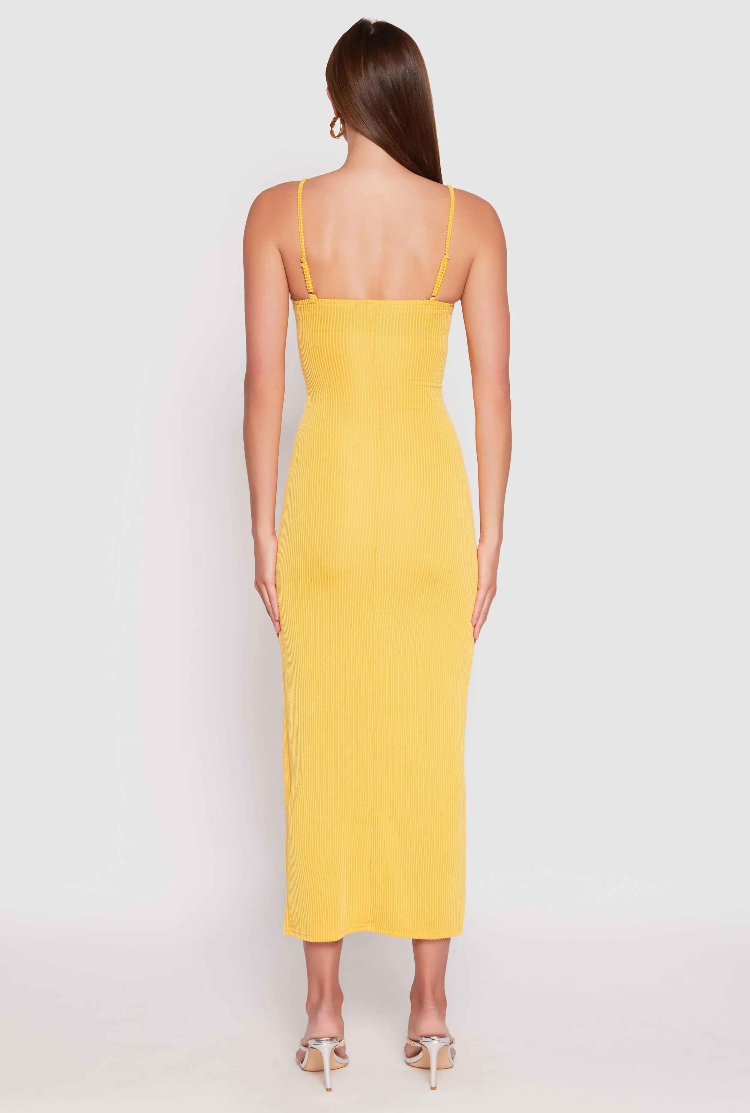 Ribbed Knit Side Slit Bustier Maxi Dress sold by Rainbow product image thumbnail 3