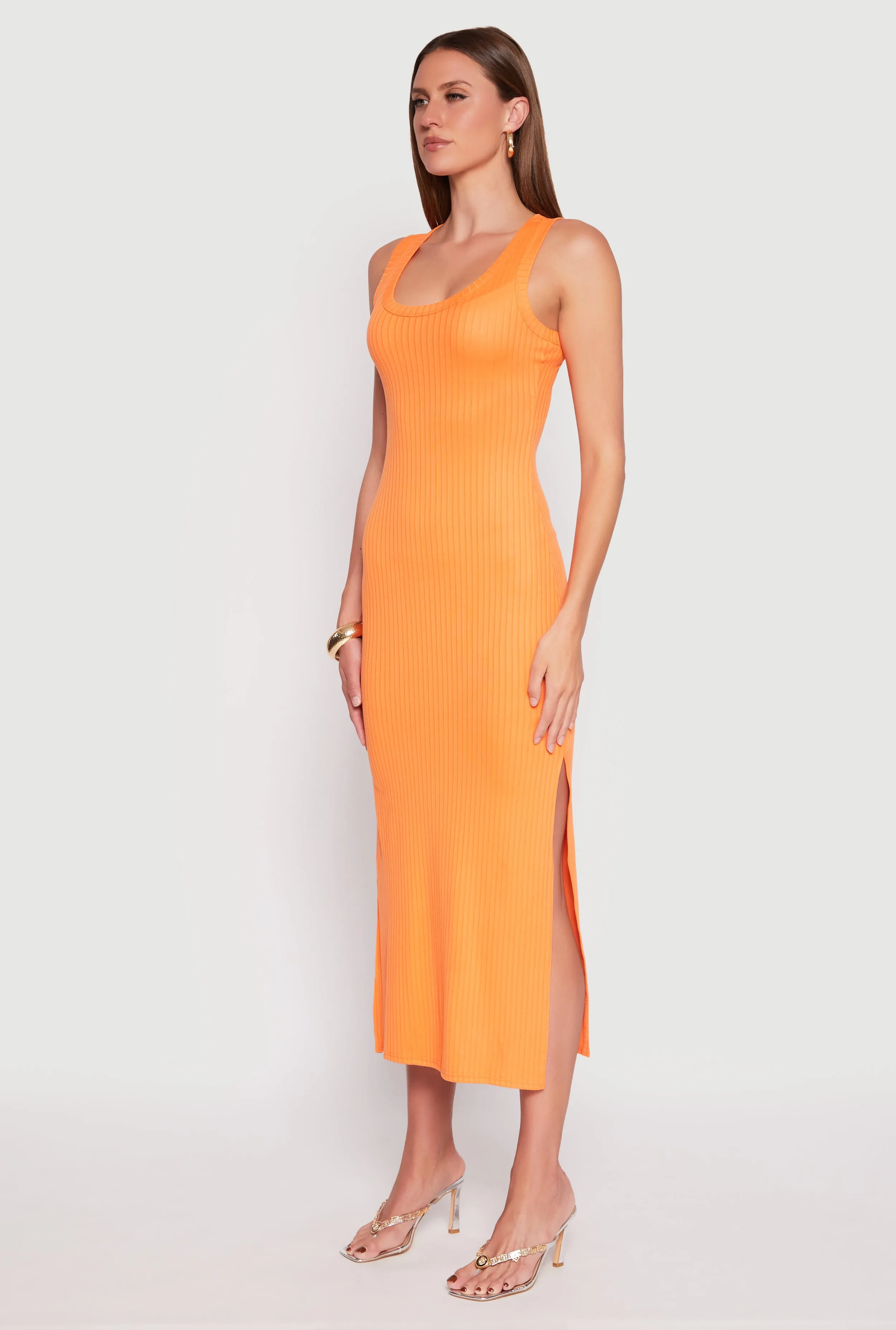 Ribbed Knit Side Slit Tank Dress sold by Rainbow product image thumbnail 2