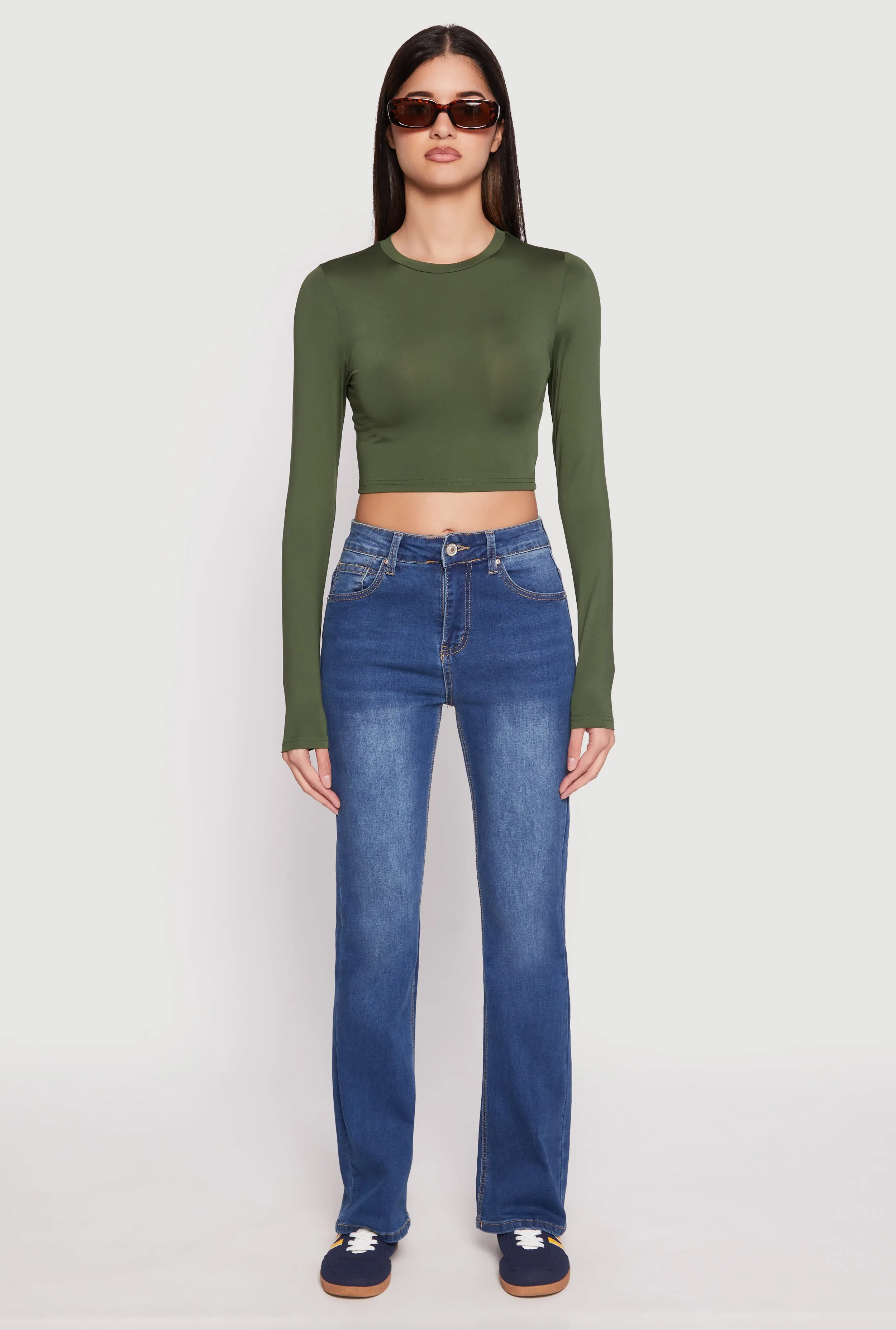 Daisy Long Sleeve High Neck Crop Top sold by Rainbow