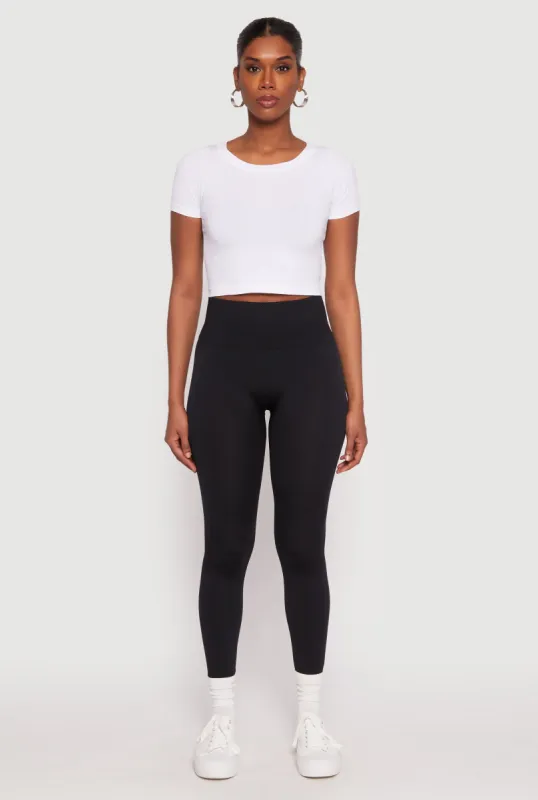 Textured Waistband Fleece Lined Leggings sold by Rainbow