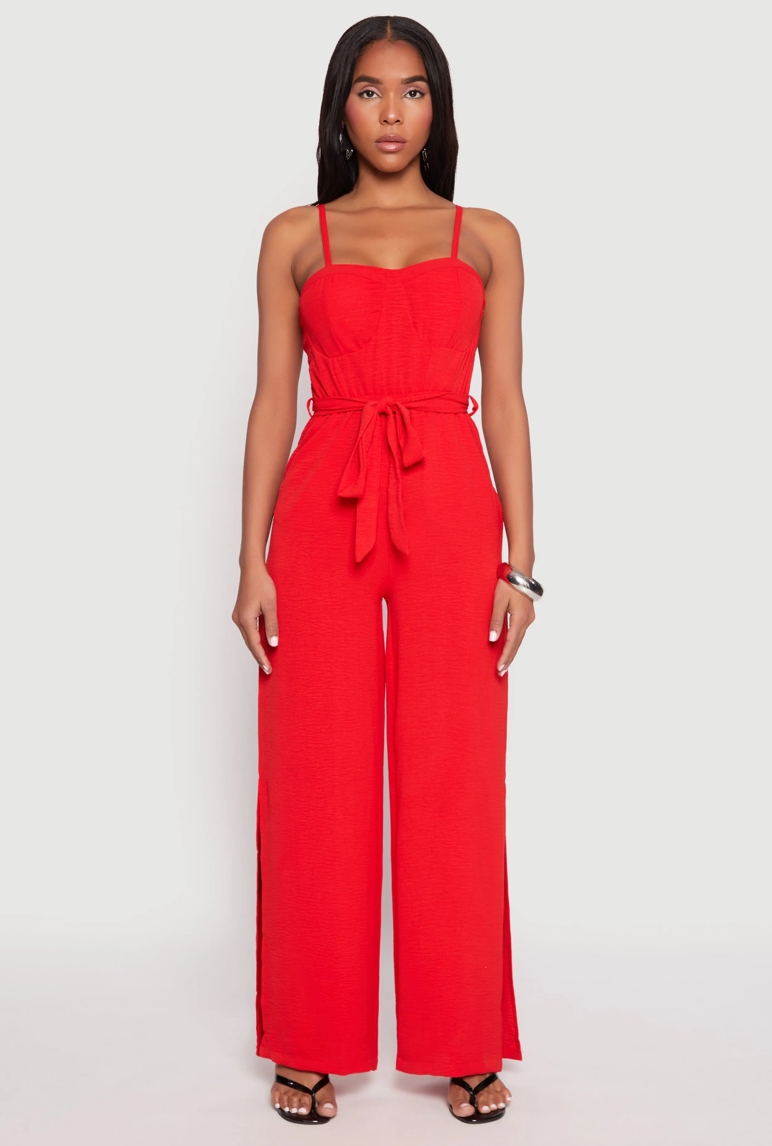 Tie Waist Belted Bustier Jumpsuit sold by Rainbow