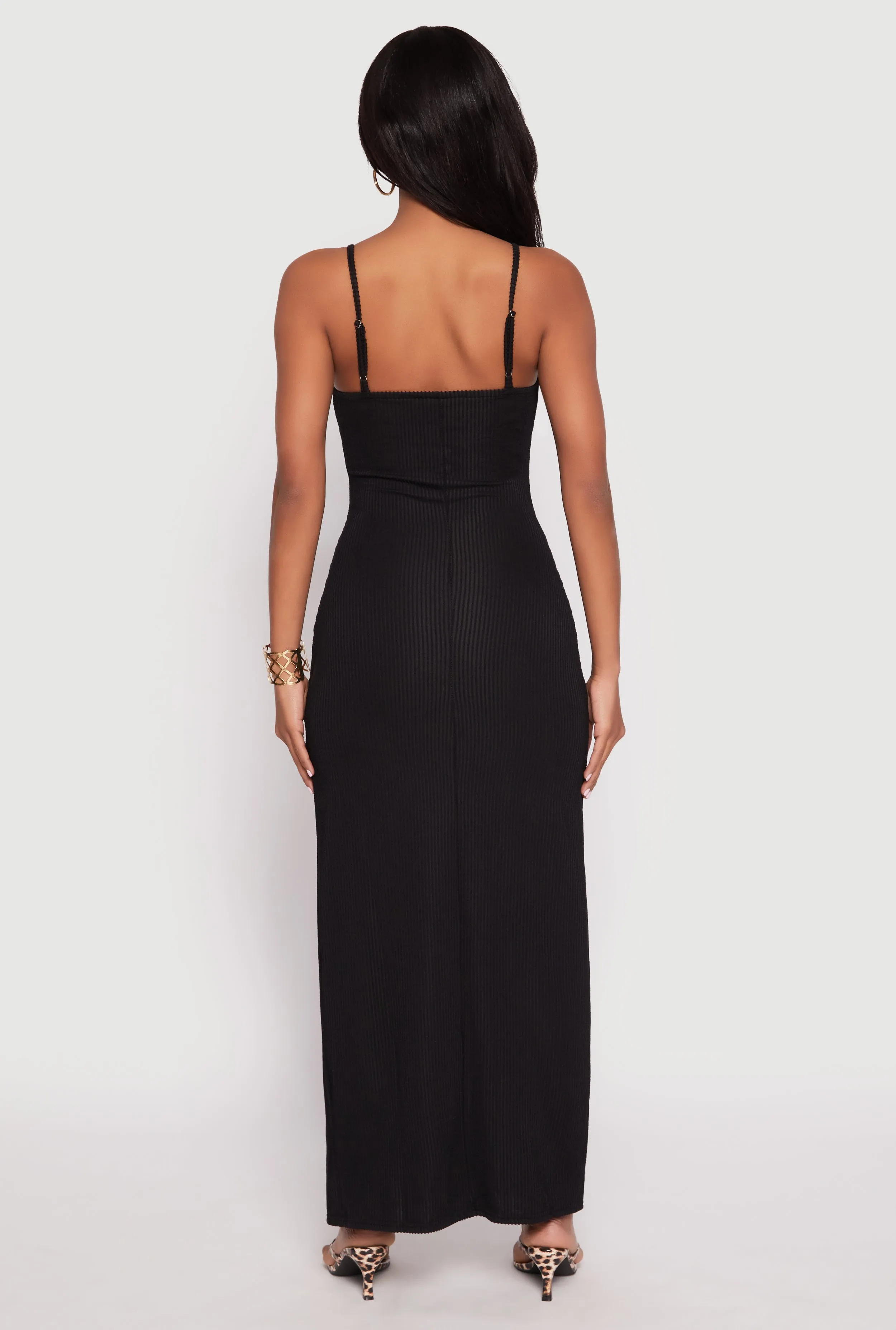 Ribbed Knit Side Slit Bustier Maxi Dress sold by Rainbow product image thumbnail 3