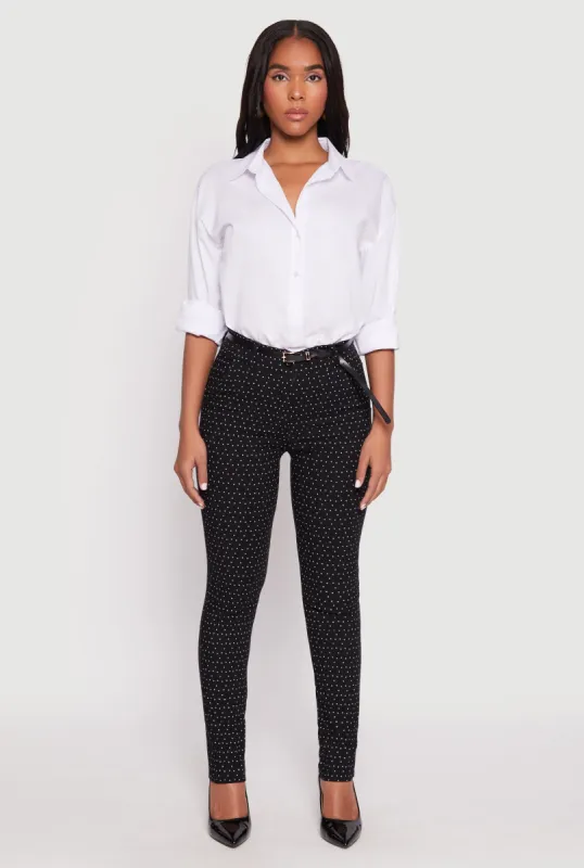 Triangle Dot Print Belted Pants sold by Rainbow