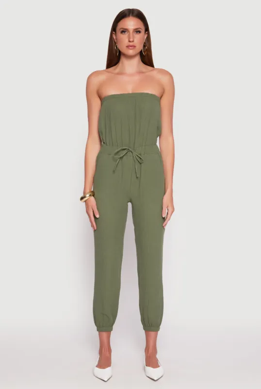Drawstring Waist Strapless Jumpsuit sold by Rainbow