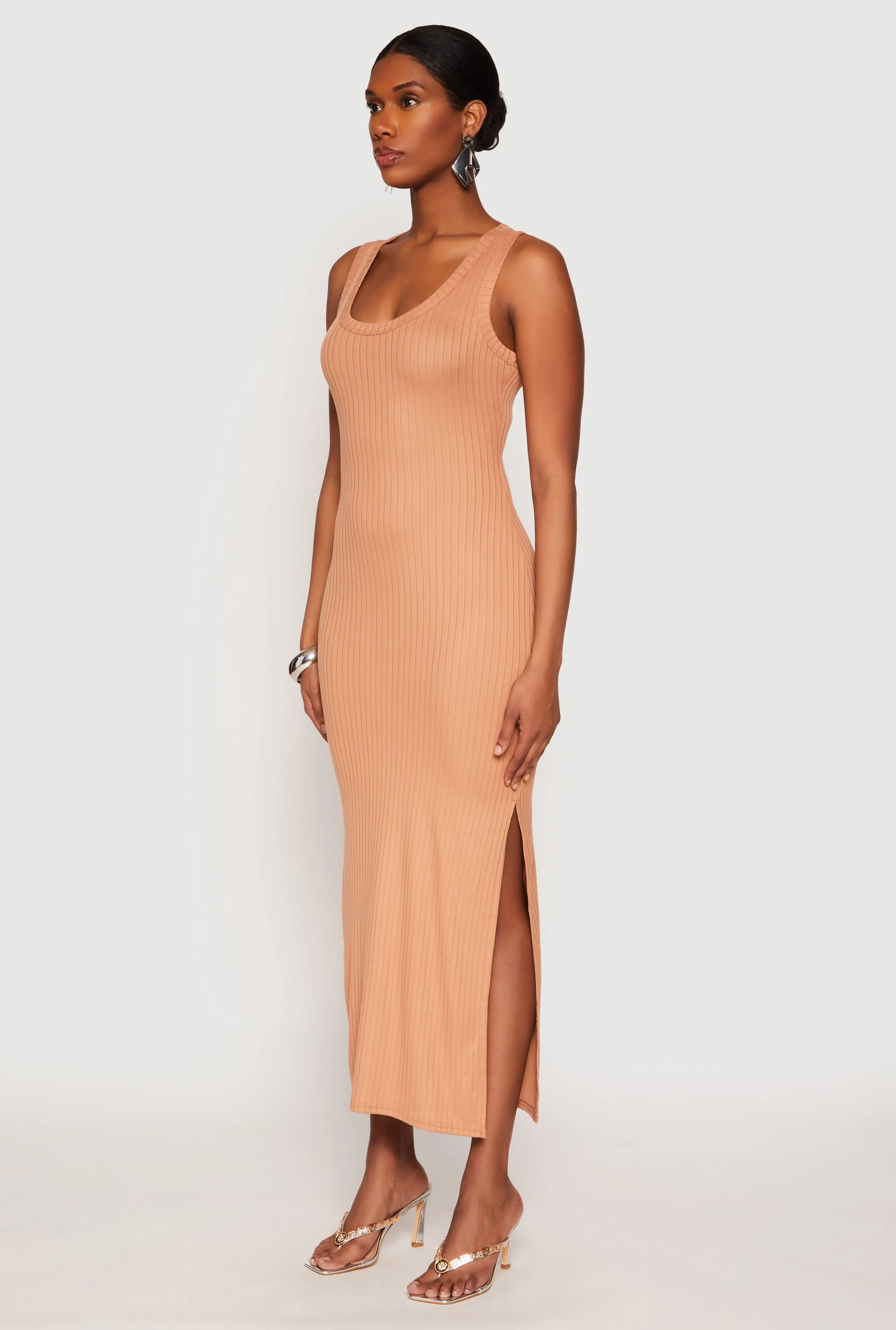 Ribbed Knit Side Slit Tank Dress sold by Rainbow product image thumbnail 2