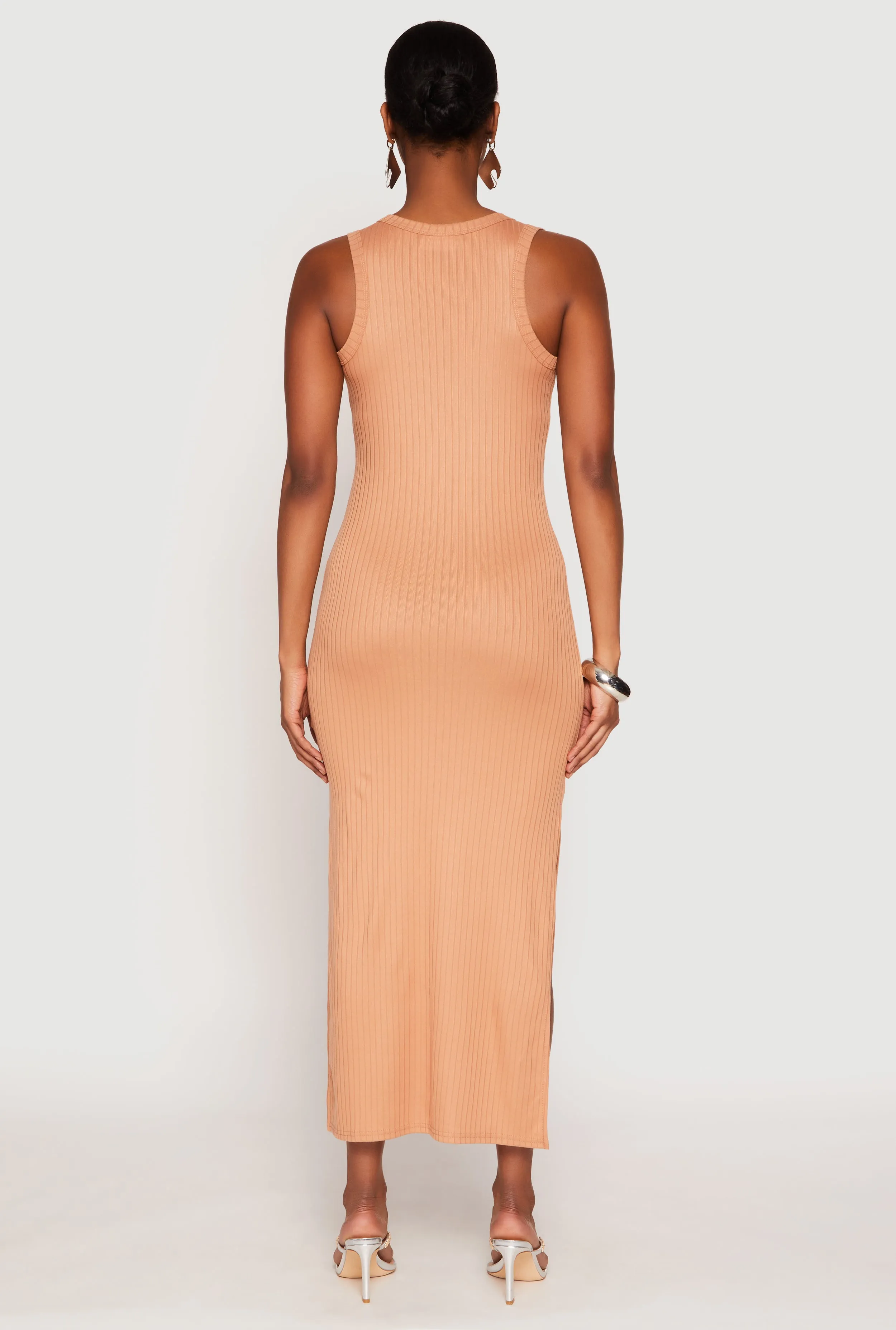 Ribbed Knit Side Slit Tank Dress sold by Rainbow product image thumbnail 3