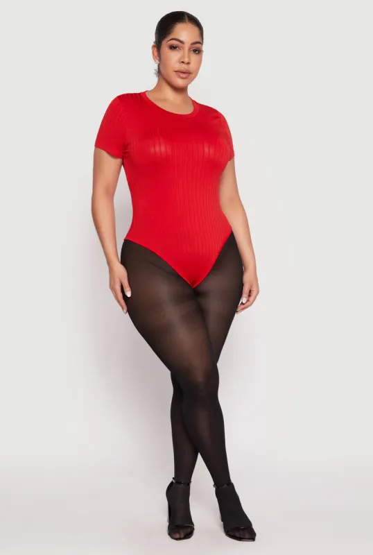 Plus Size Daisy Crew Neck Rib Knit Bodysuit sold by Rainbow