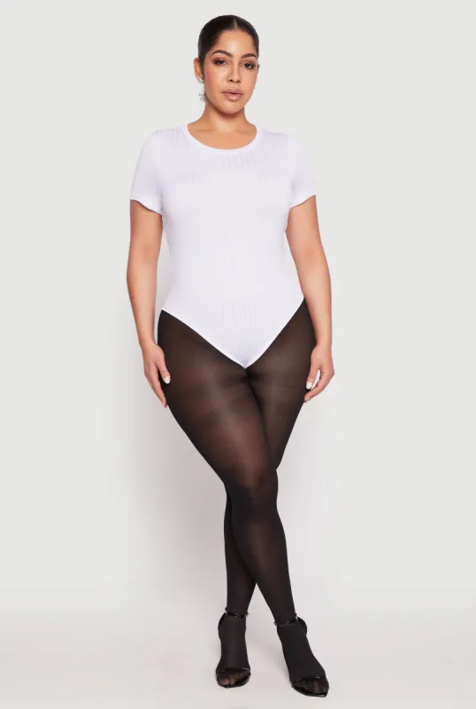 Plus Size Daisy Crew Neck Rib Knit Bodysuit sold by Rainbow