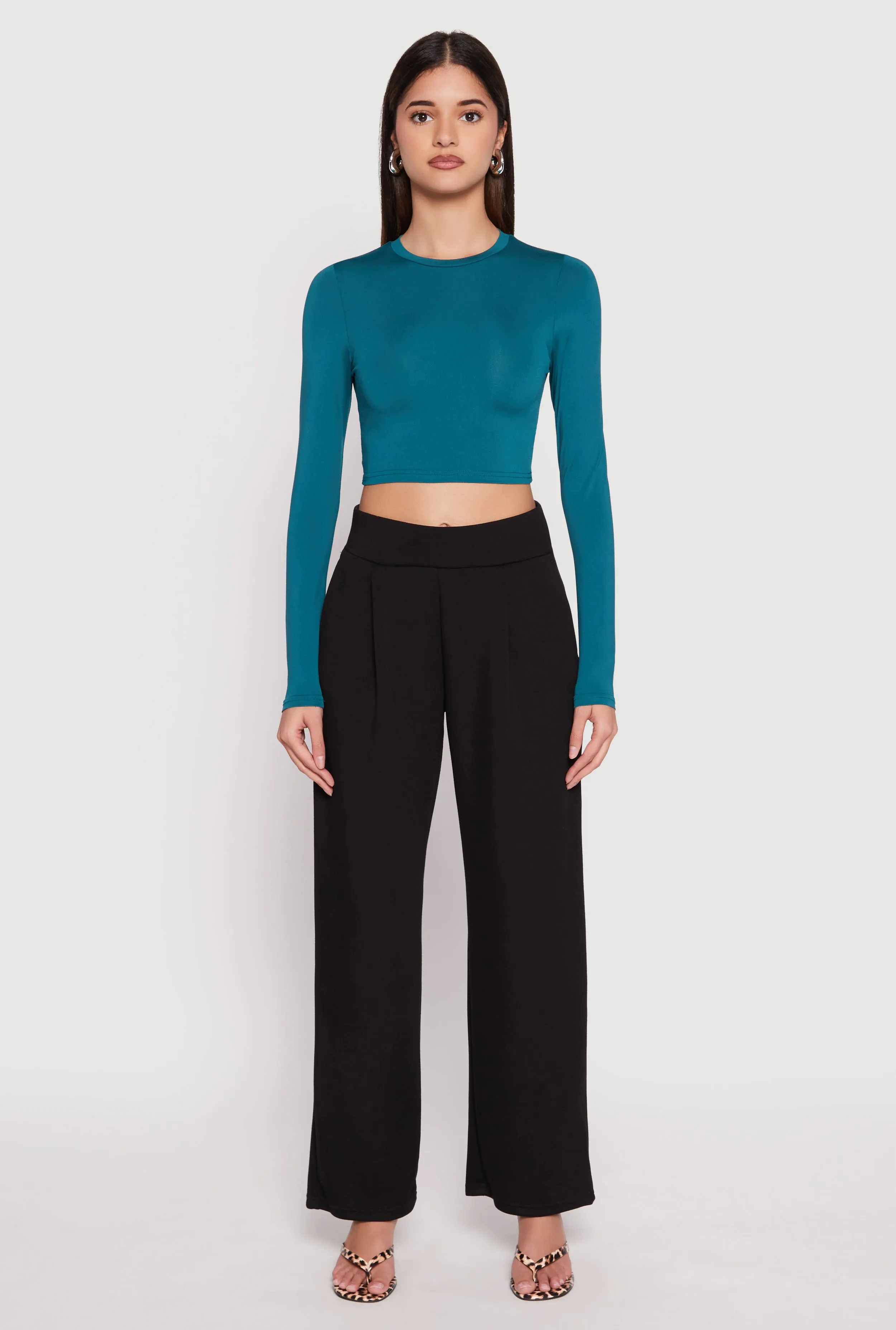 Daisy Long Sleeve High Neck Crop Top sold by Rainbow
