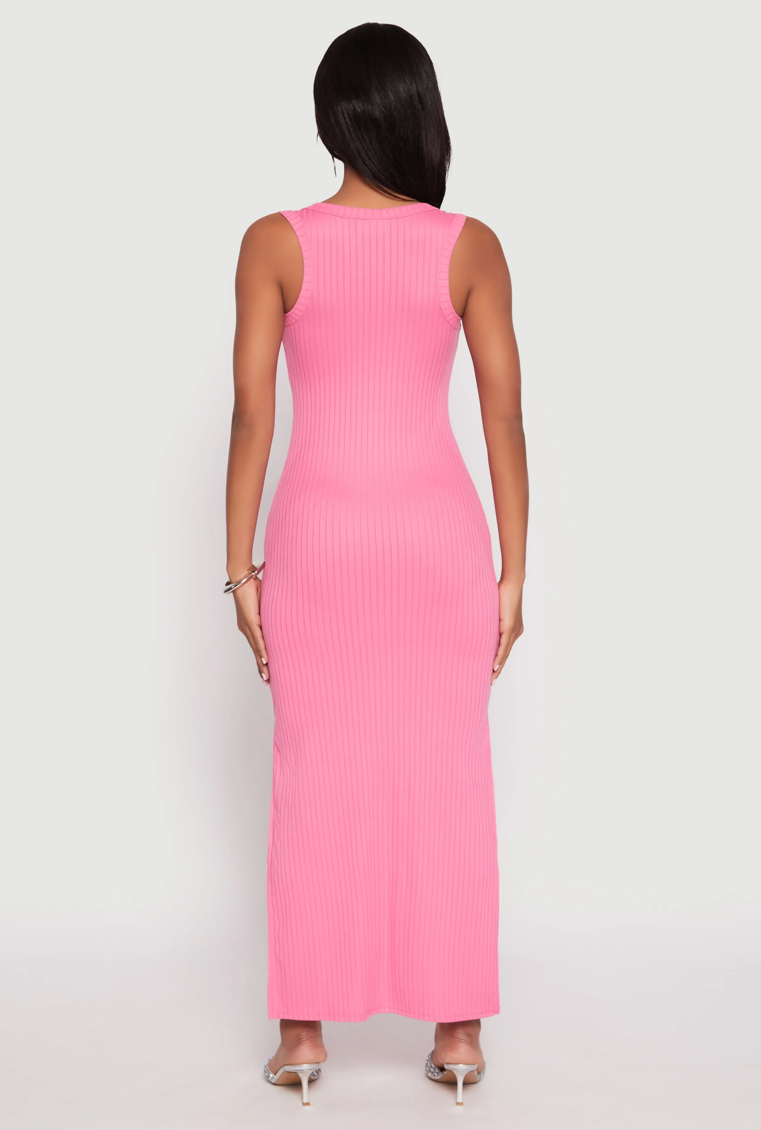 Ribbed Knit Side Slit Tank Dress sold by Rainbow product image thumbnail 3