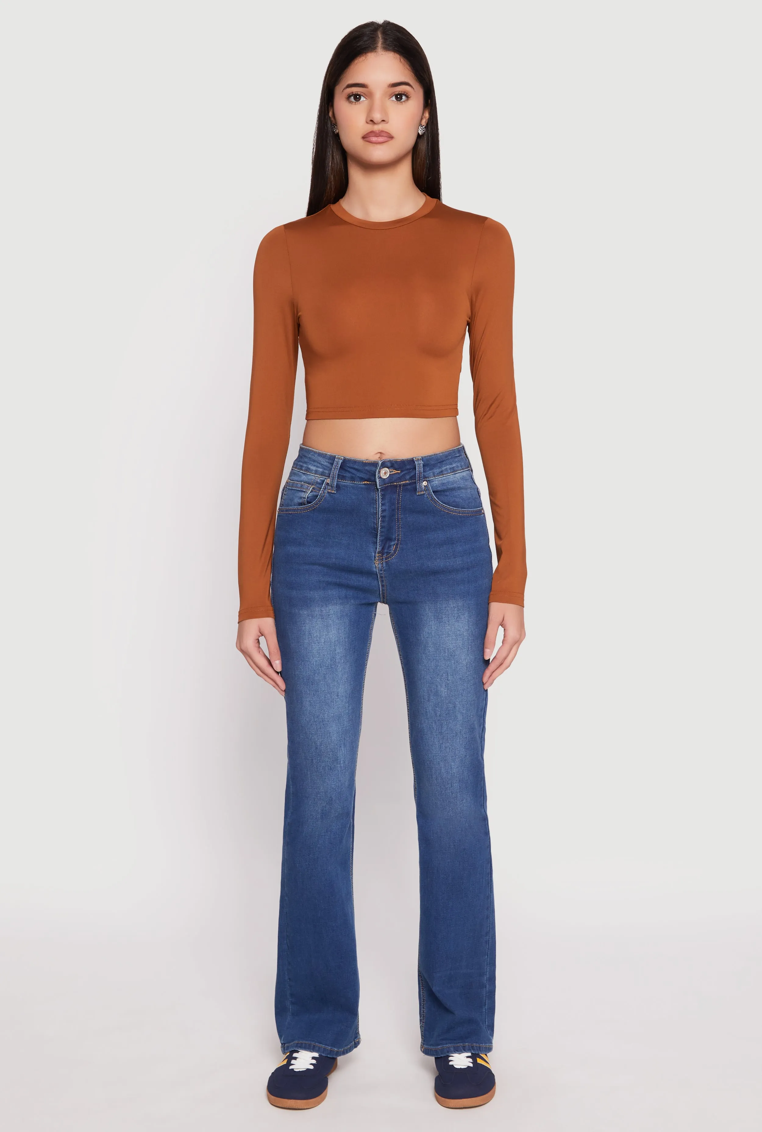 Daisy Long Sleeve High Neck Crop Top sold by Rainbow