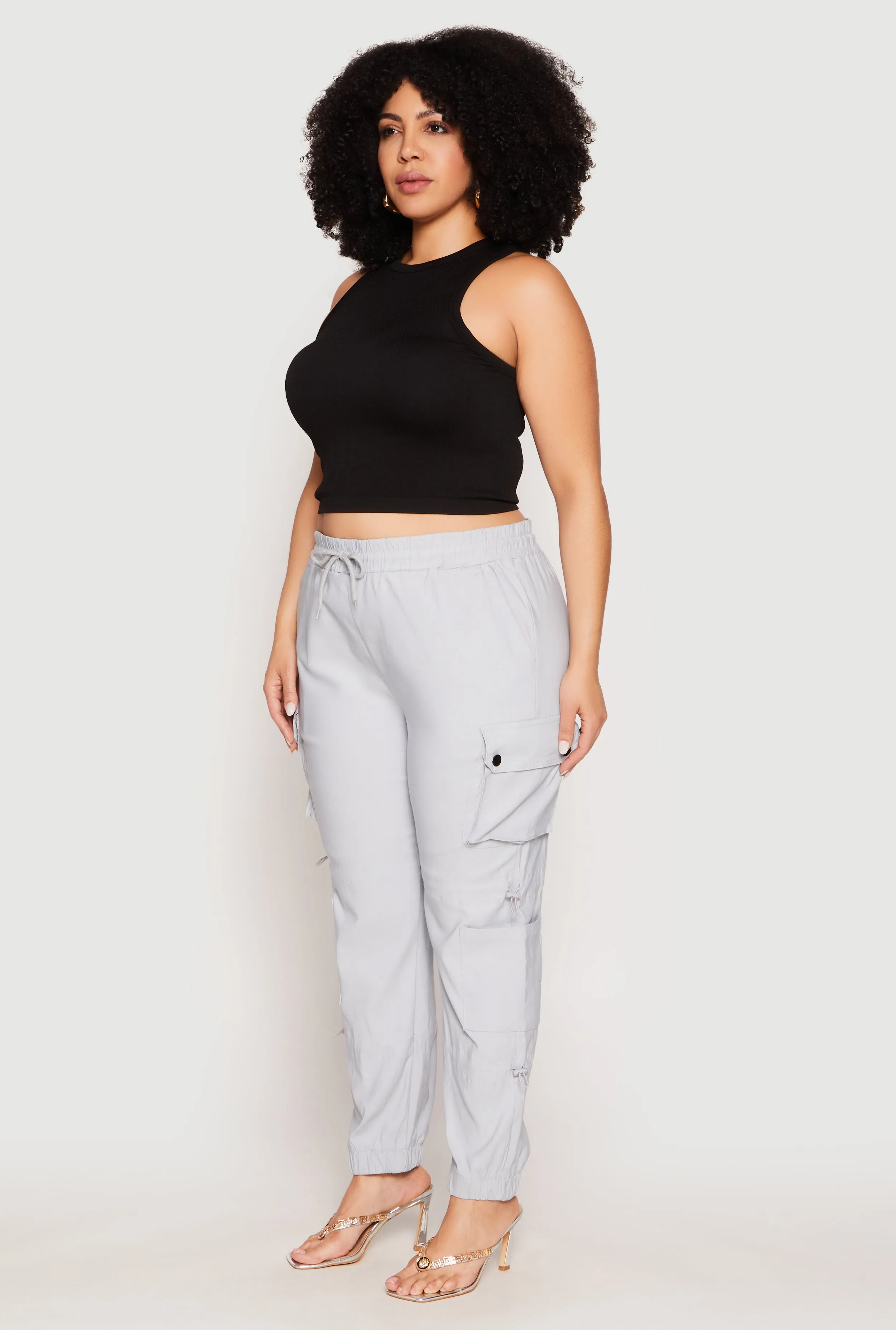 Plus Size Poplin Toggle Drawstring Detail Joggers sold by Rainbow product image thumbnail 2
