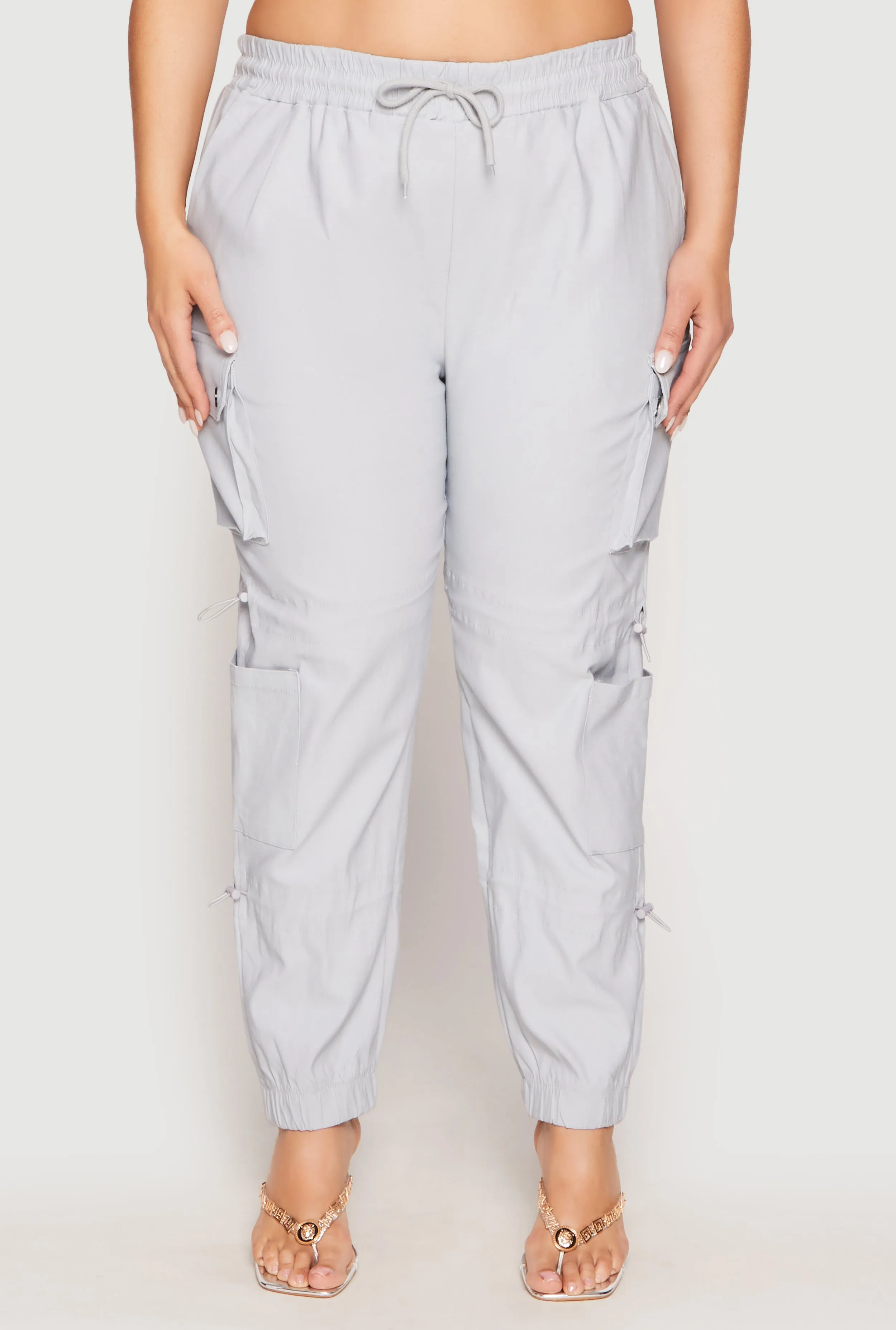 Plus Size Poplin Toggle Drawstring Detail Joggers sold by Rainbow product image thumbnail 3