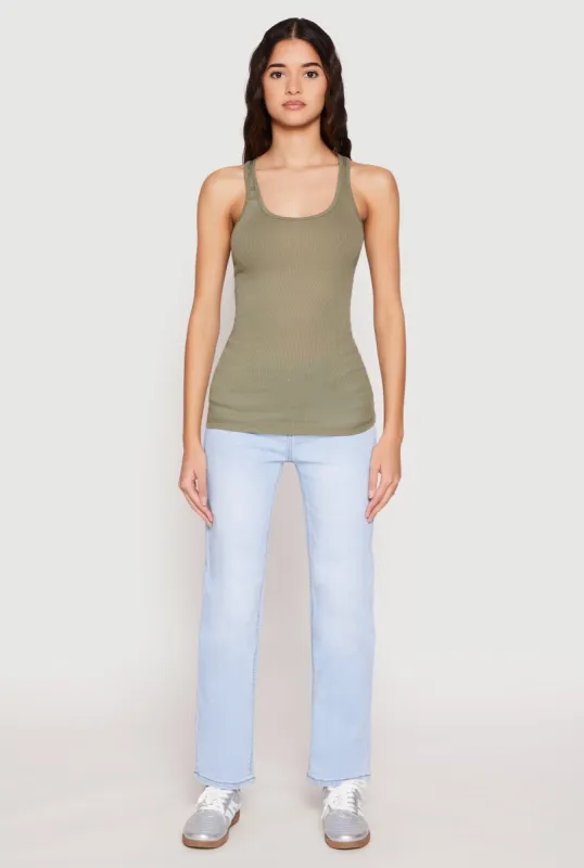 Ribbed Knit Racerback Tank Top sold by Rainbow
