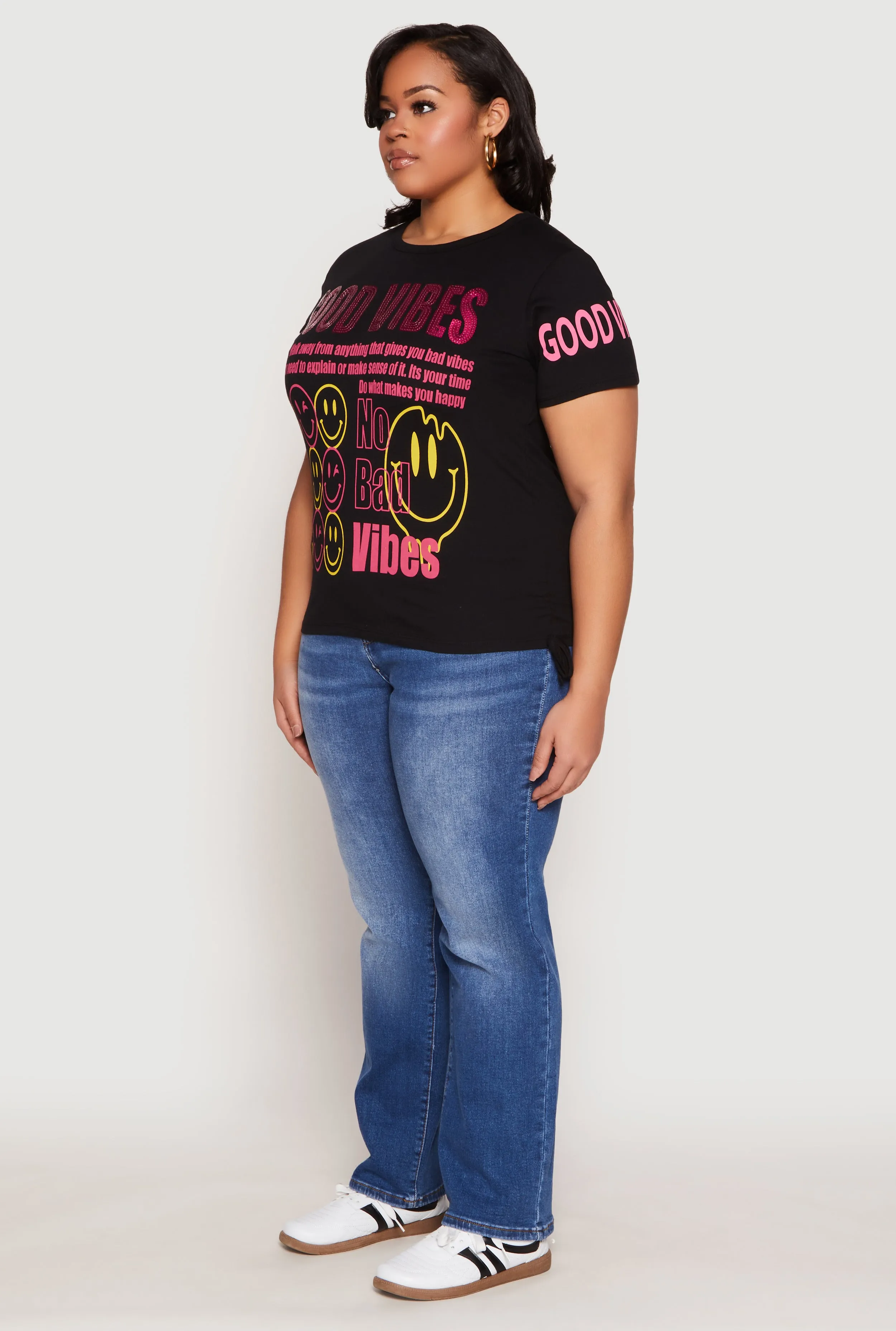 Plus Size Good Vibes Sequin Graphic Tee sold by Rainbow product image thumbnail 3