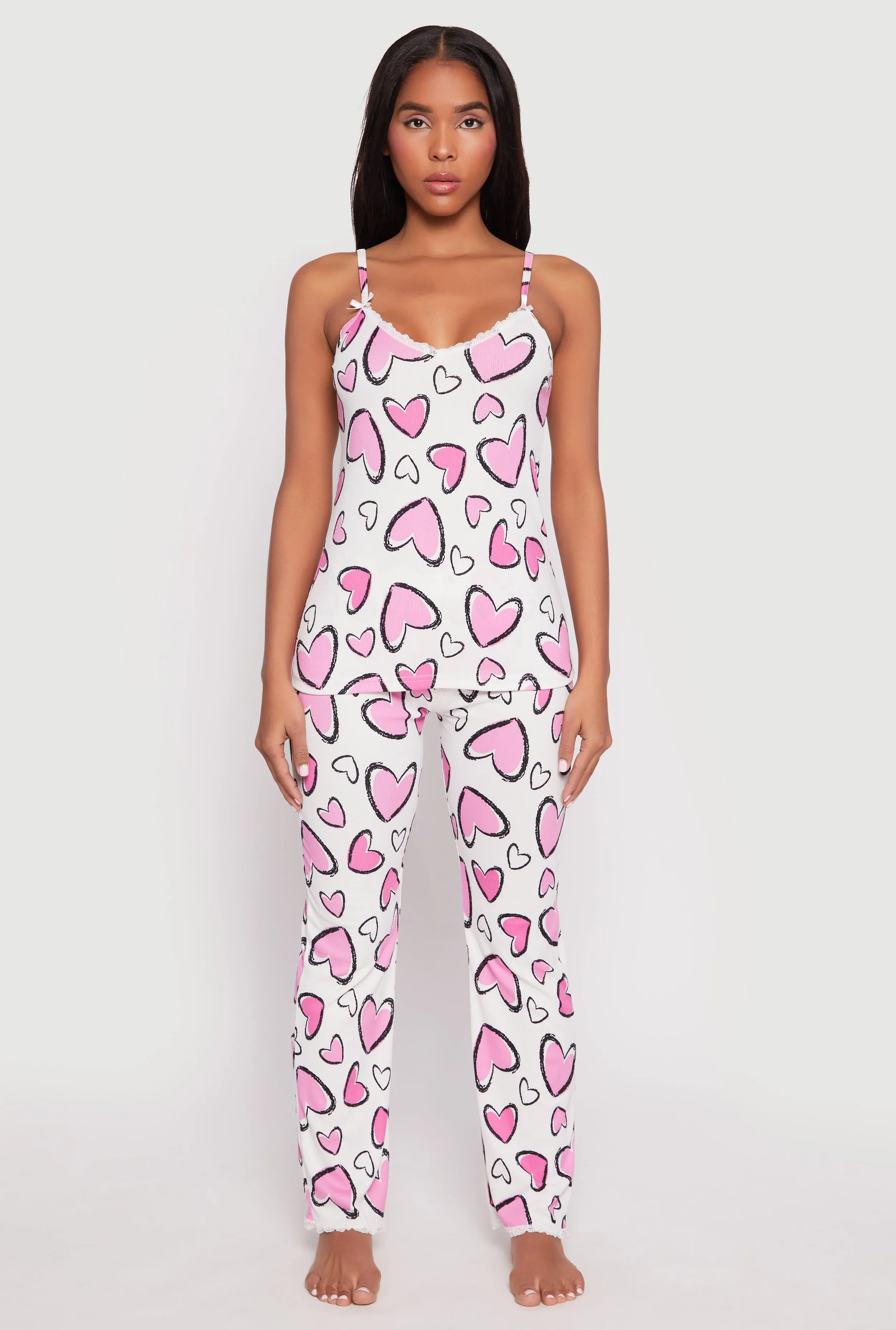 Heart Print Pajama Cami with Pants sold by Rainbow