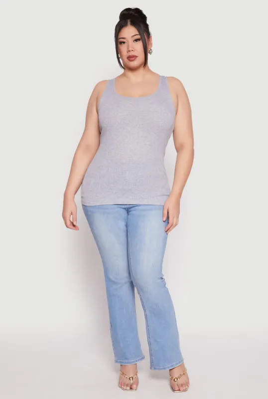 Plus Size Rib Knit Tank Top sold by Rainbow