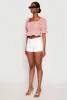 Eyelet Puff Sleeve Peplum Crop Top sold by Rainbow