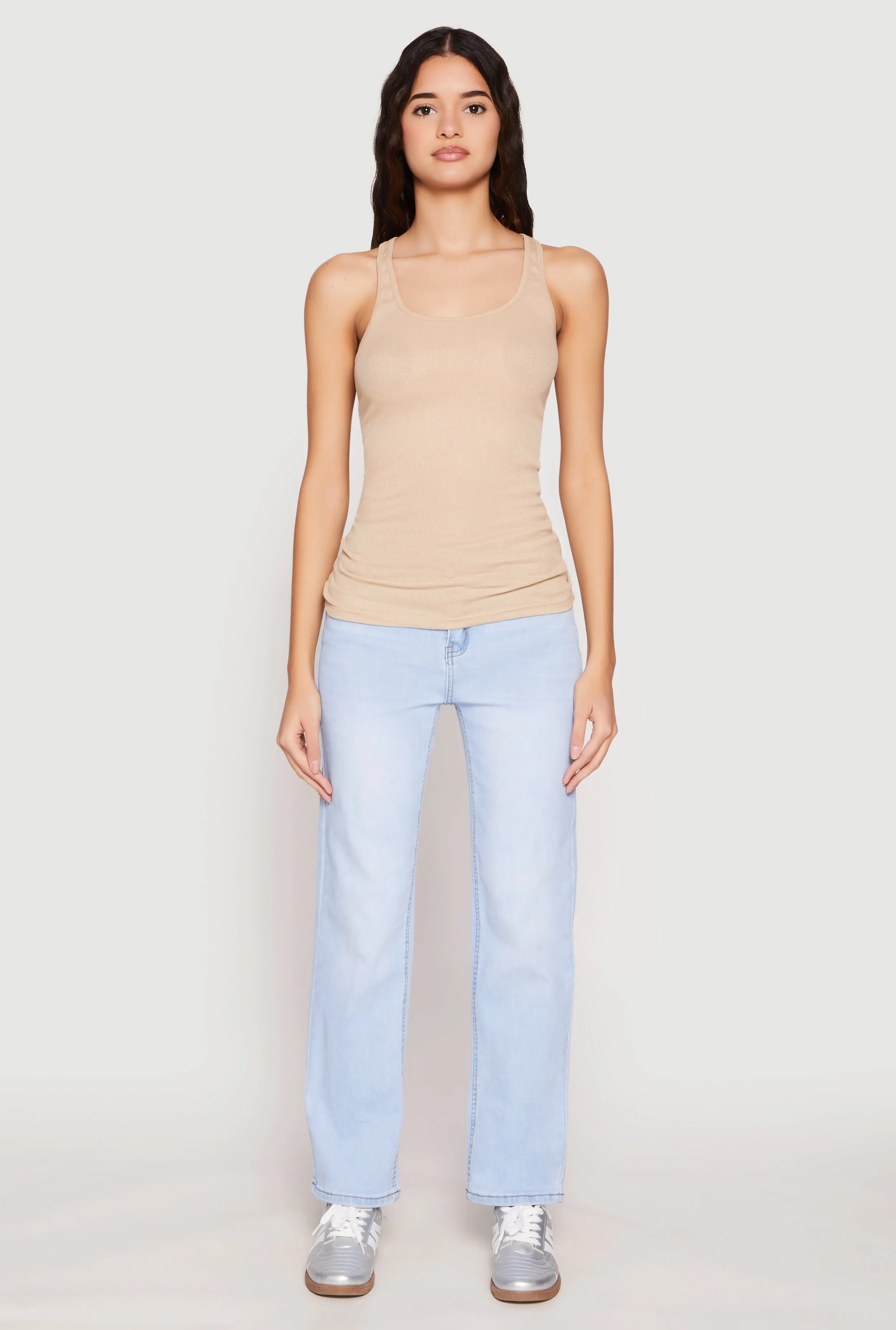 Ribbed Knit Racerback Tank Top sold by Rainbow