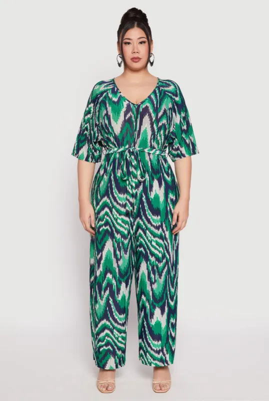 Plus Size Psychedelic Print Jumpsuit sold by Rainbow
