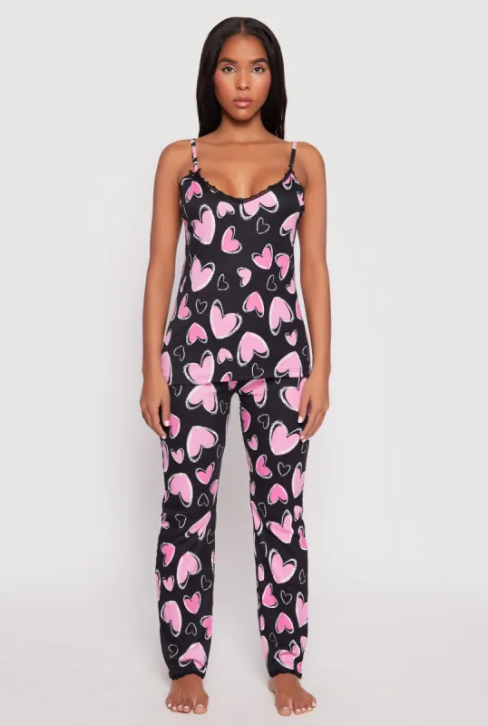 Heart Print Pajama Cami with Pants sold by Rainbow