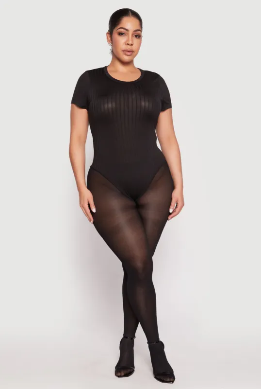 Plus Size Daisy Crew Neck Rib Knit Bodysuit sold by Rainbow