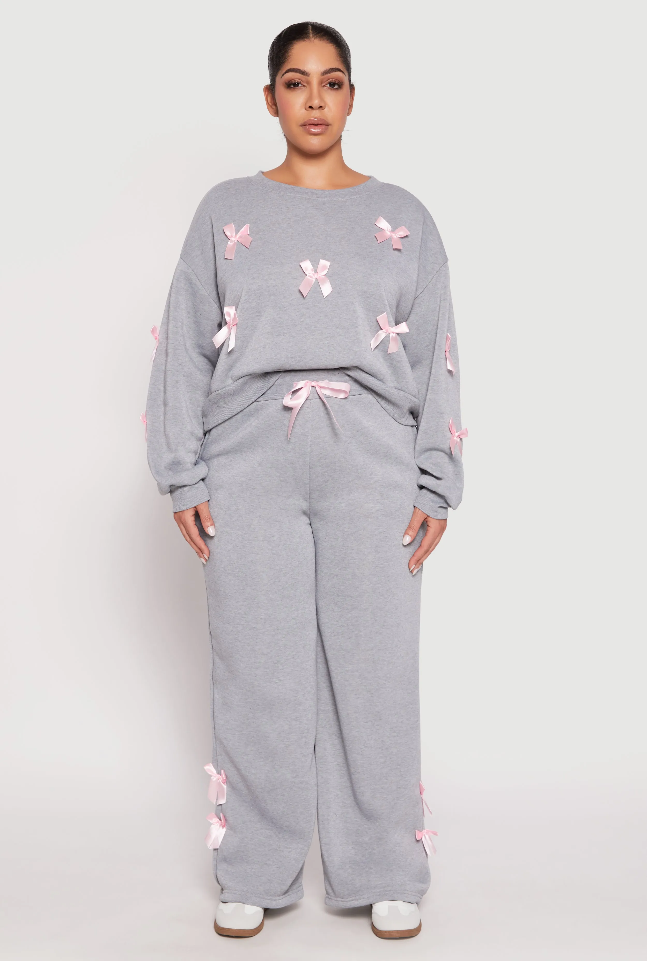 Plus Size Bow Detail Wide Leg Sweatpants sold by Rainbow