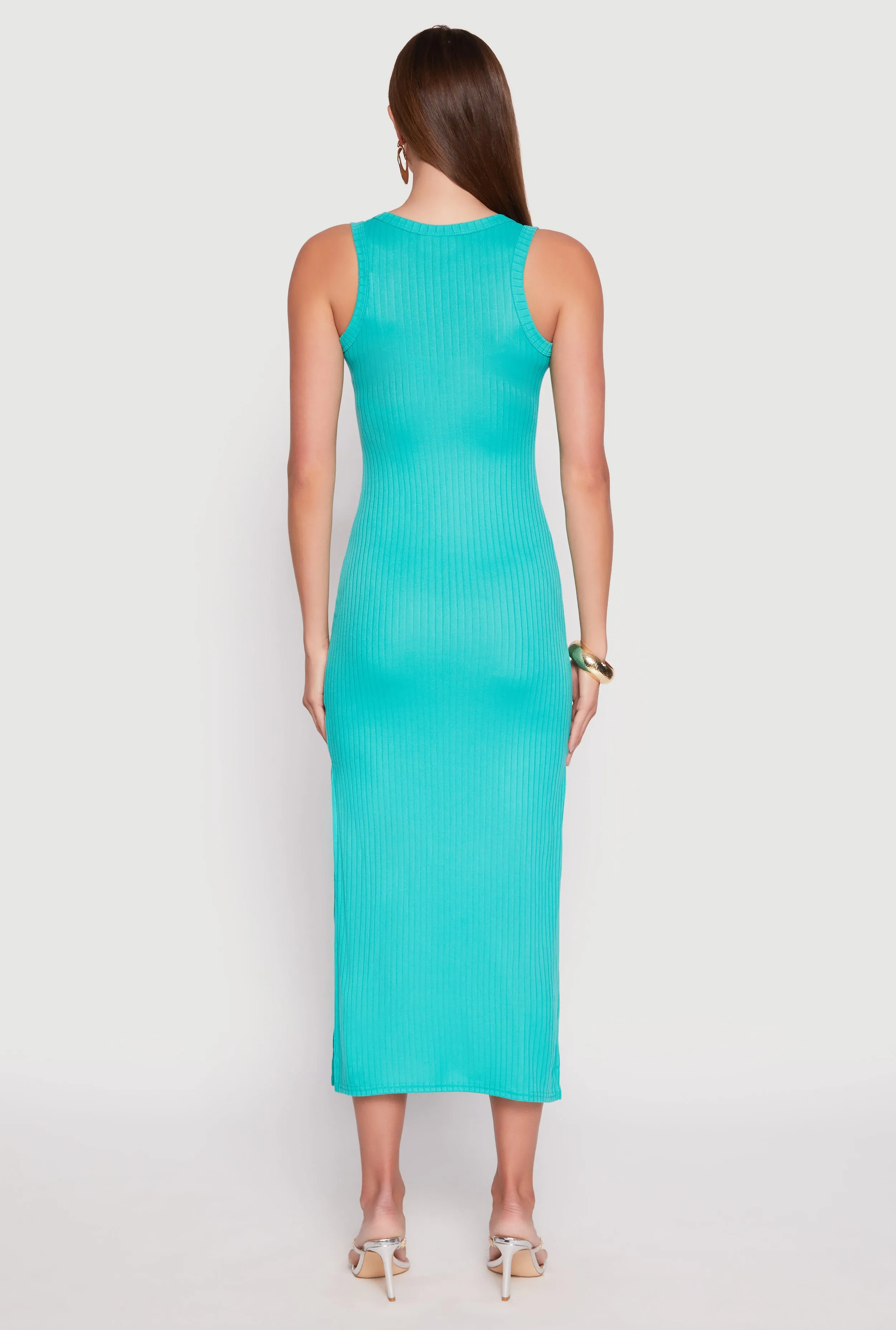 Ribbed Knit Side Slit Tank Dress sold by Rainbow product image thumbnail 3