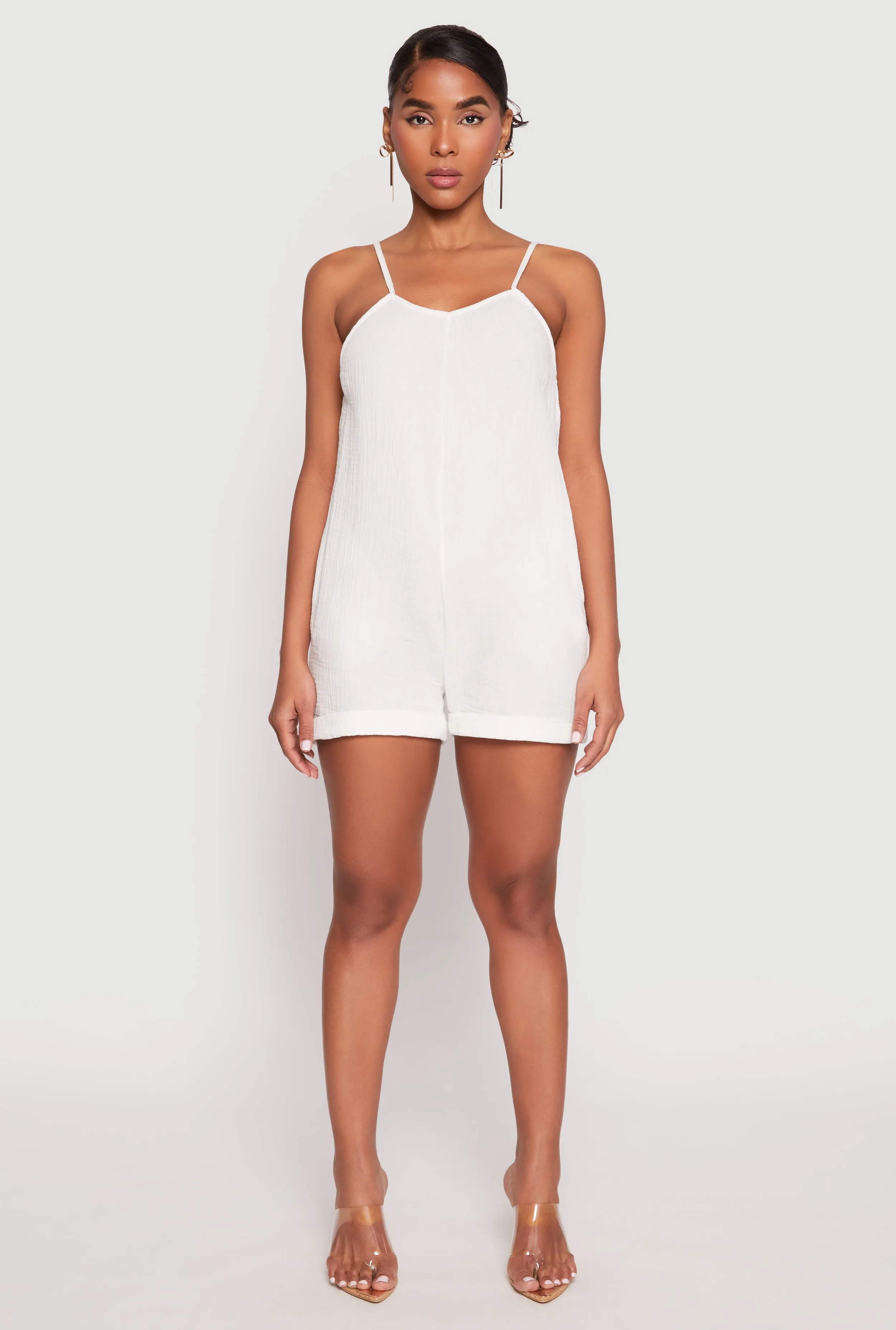 Gauze Knit Side Pocket Romper sold by Rainbow