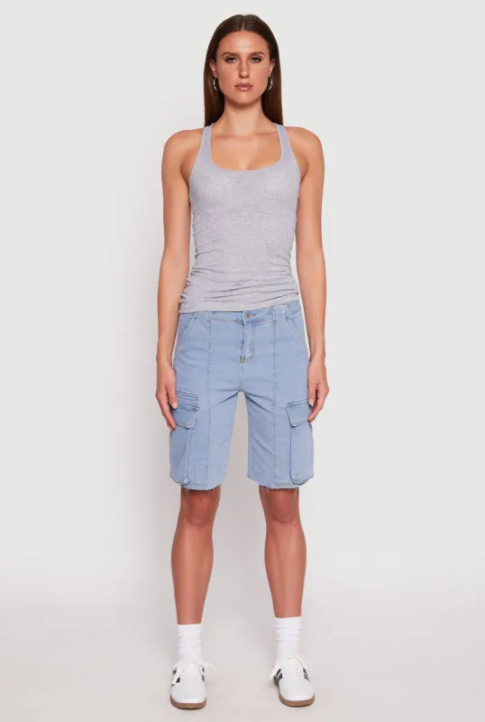 Denim Cargo Skater Shorts sold by Rainbow