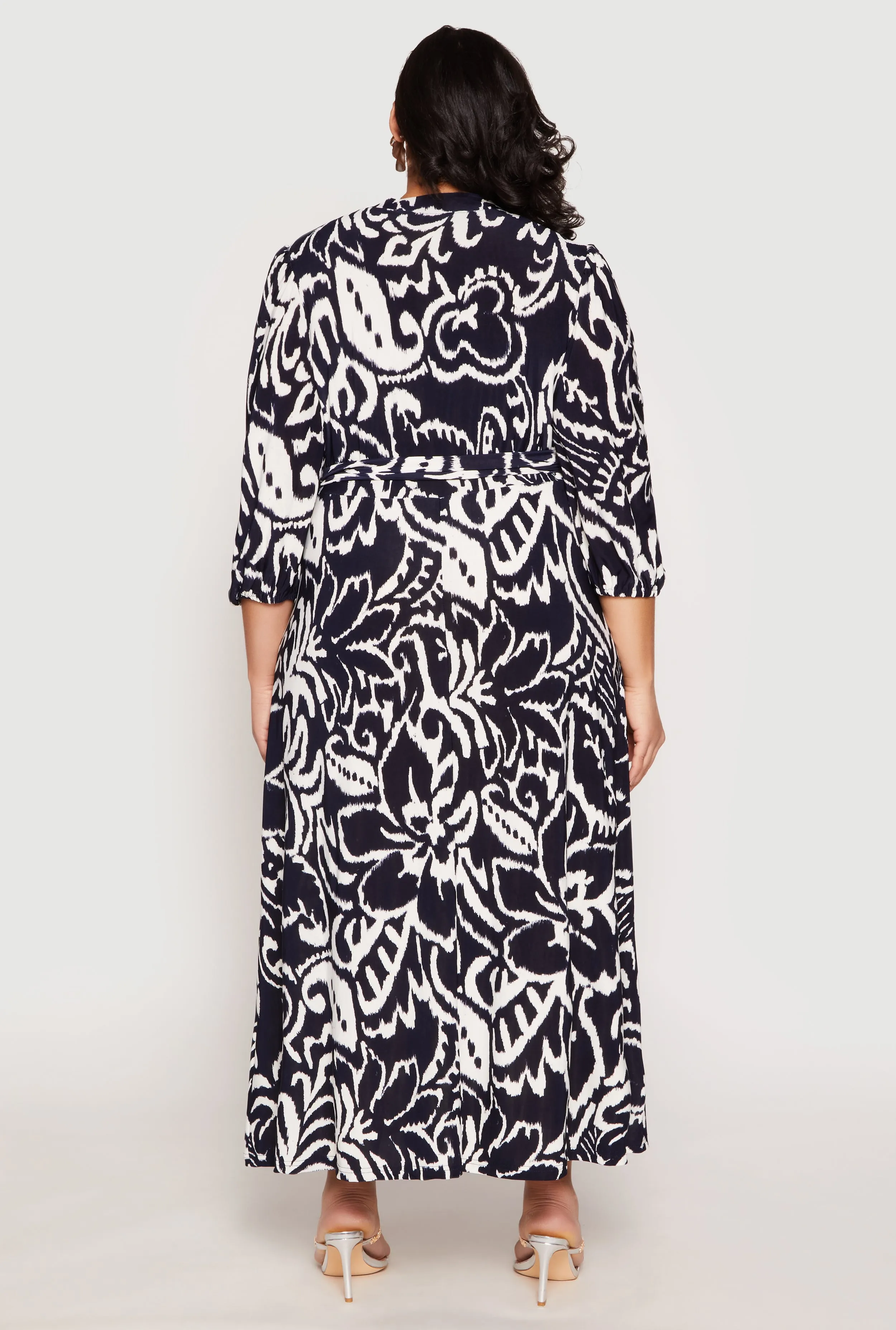 Plus Size Abstract Floral Print Faux Wrap Dress sold by Rainbow product image thumbnail 3