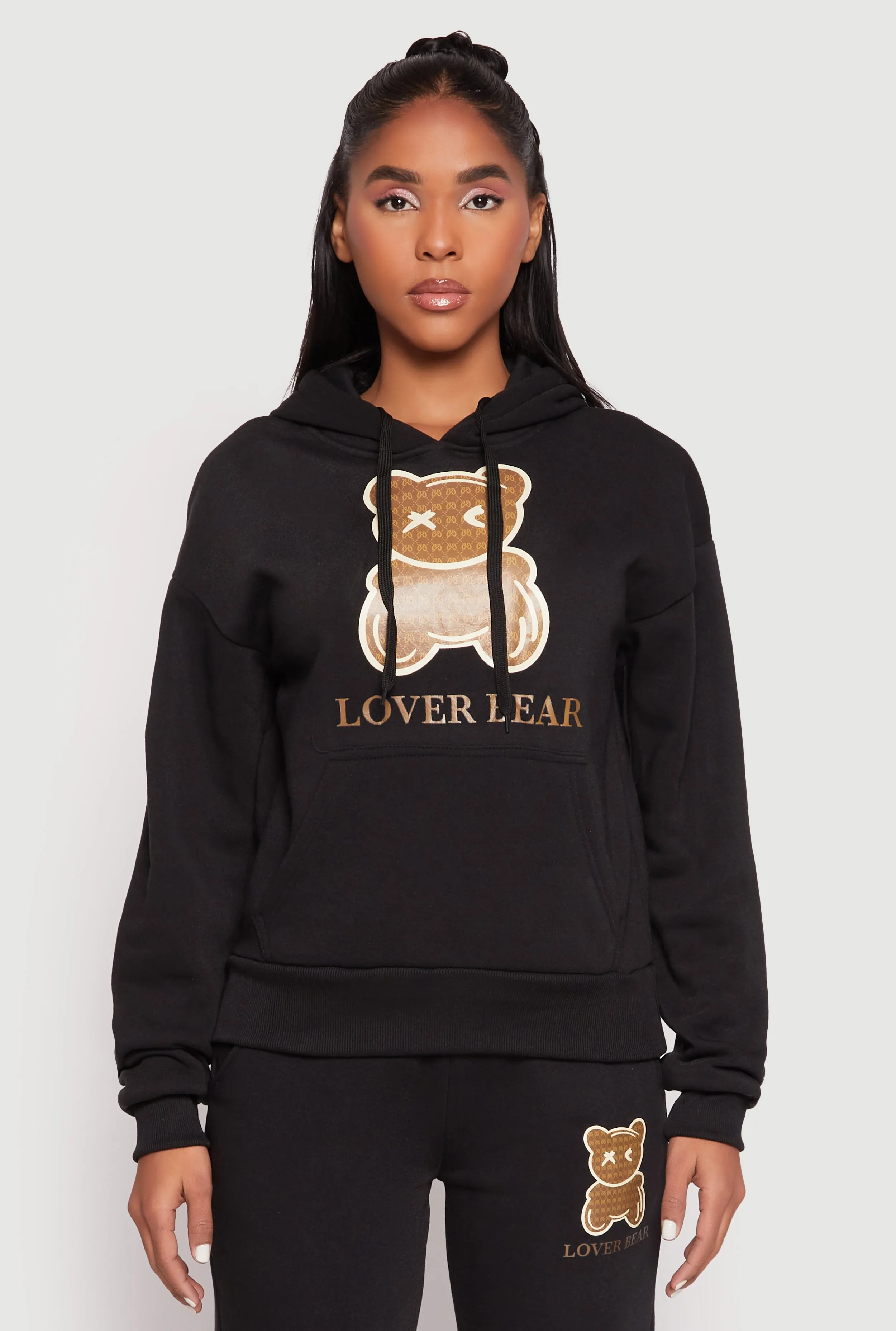 Fleece Lover Bear Graphic Hoodie sold by Rainbow