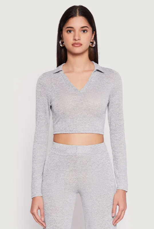 Daisy Long Sleeve Cropped Polo Shirt sold by Rainbow
