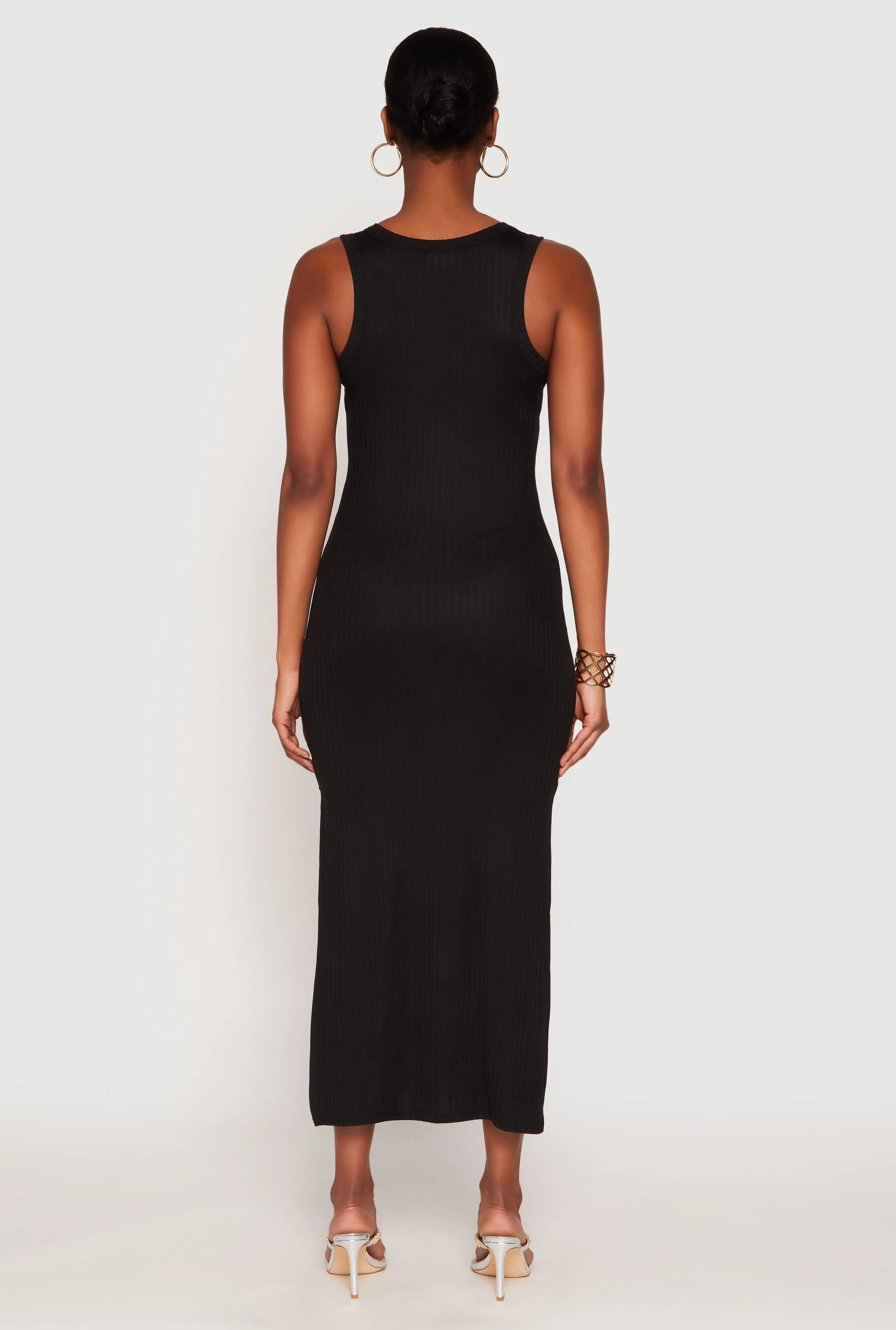 Ribbed Knit Side Slit Tank Dress sold by Rainbow product image thumbnail 3