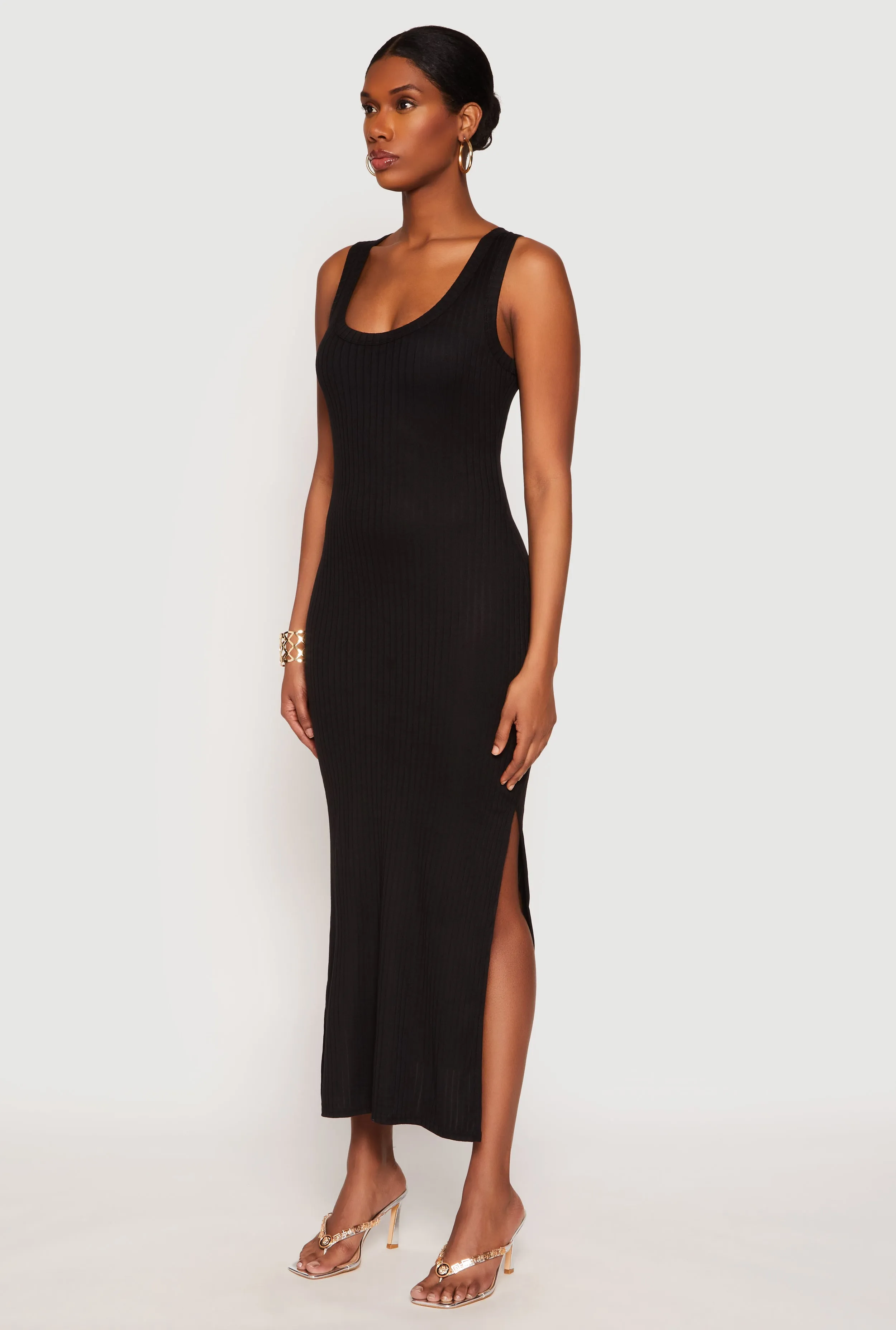 Ribbed Knit Side Slit Tank Dress sold by Rainbow product image thumbnail 2