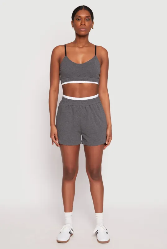 Contrast Elastic Trim High Waist Shorts sold by Rainbow