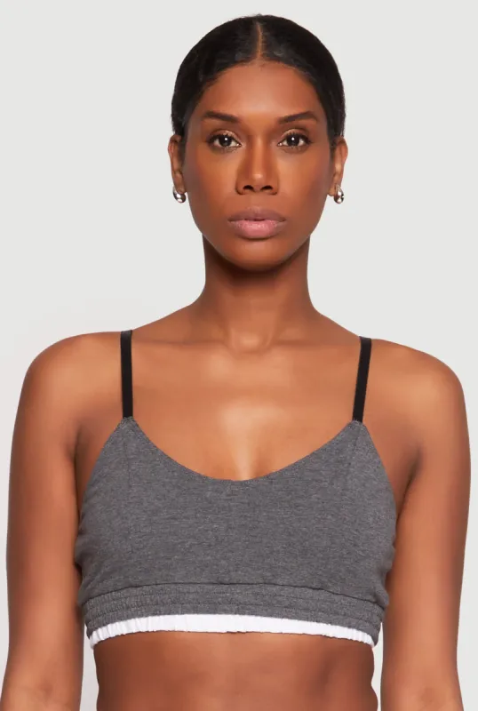 Contrast Trim Smocked Hem Crop Top sold by Rainbow