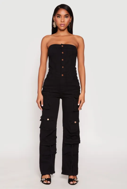 Daisy Denim Straight Leg Cargo Jumpsuit sold by Rainbow