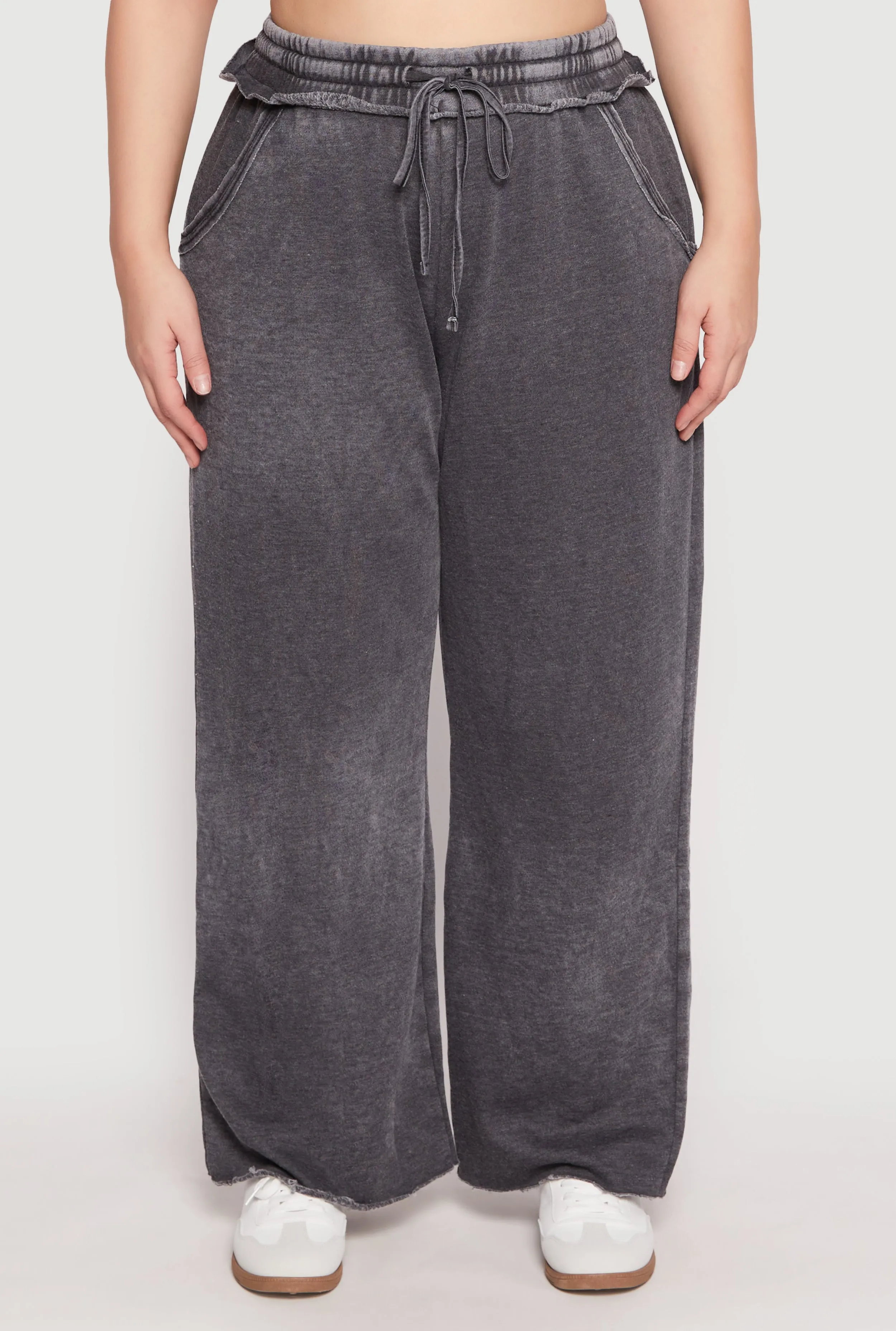 Plus Size Acid Wash Wide Leg Sweatpants sold by Rainbow product image thumbnail 3