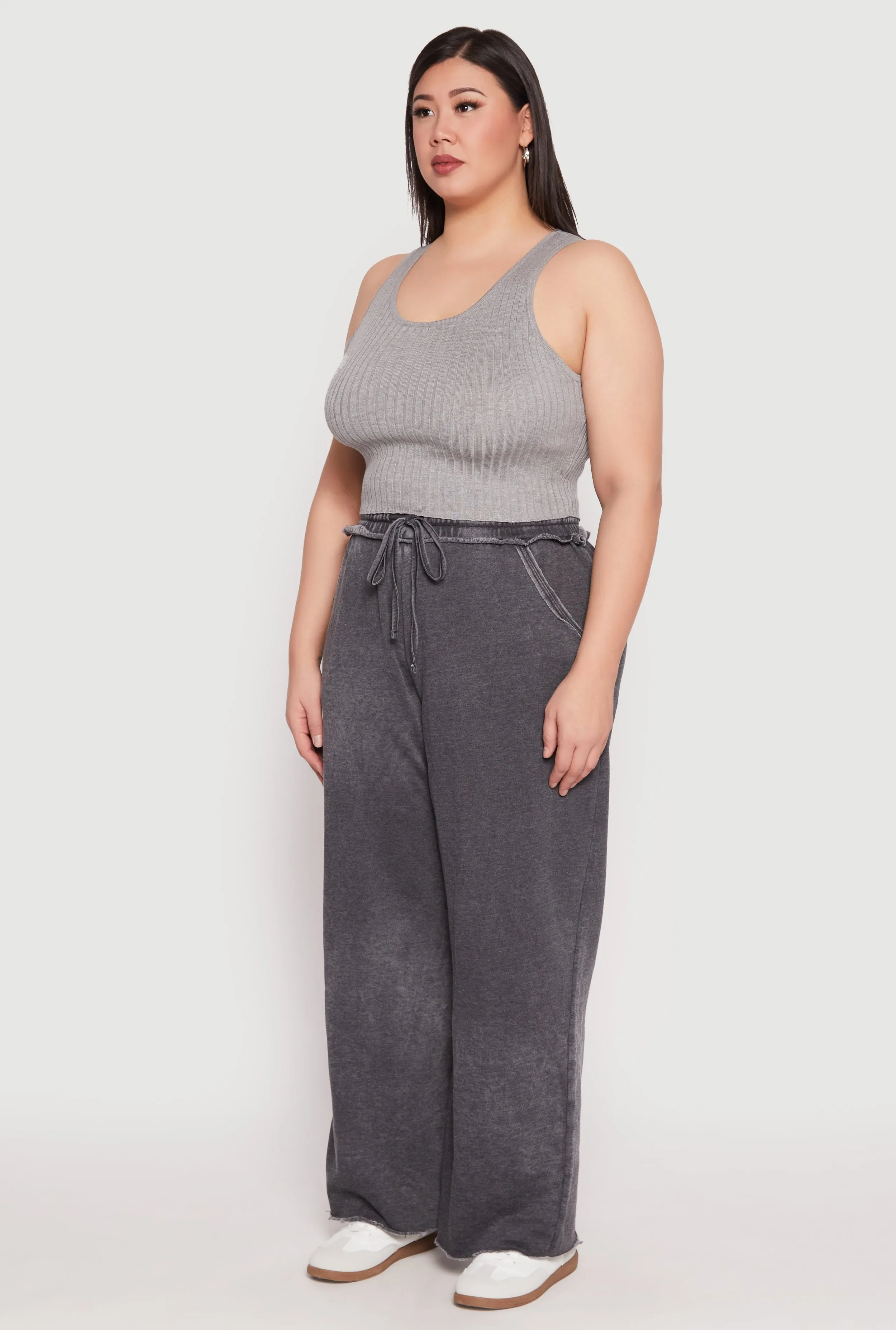 Plus Size Acid Wash Wide Leg Sweatpants sold by Rainbow product image thumbnail 2