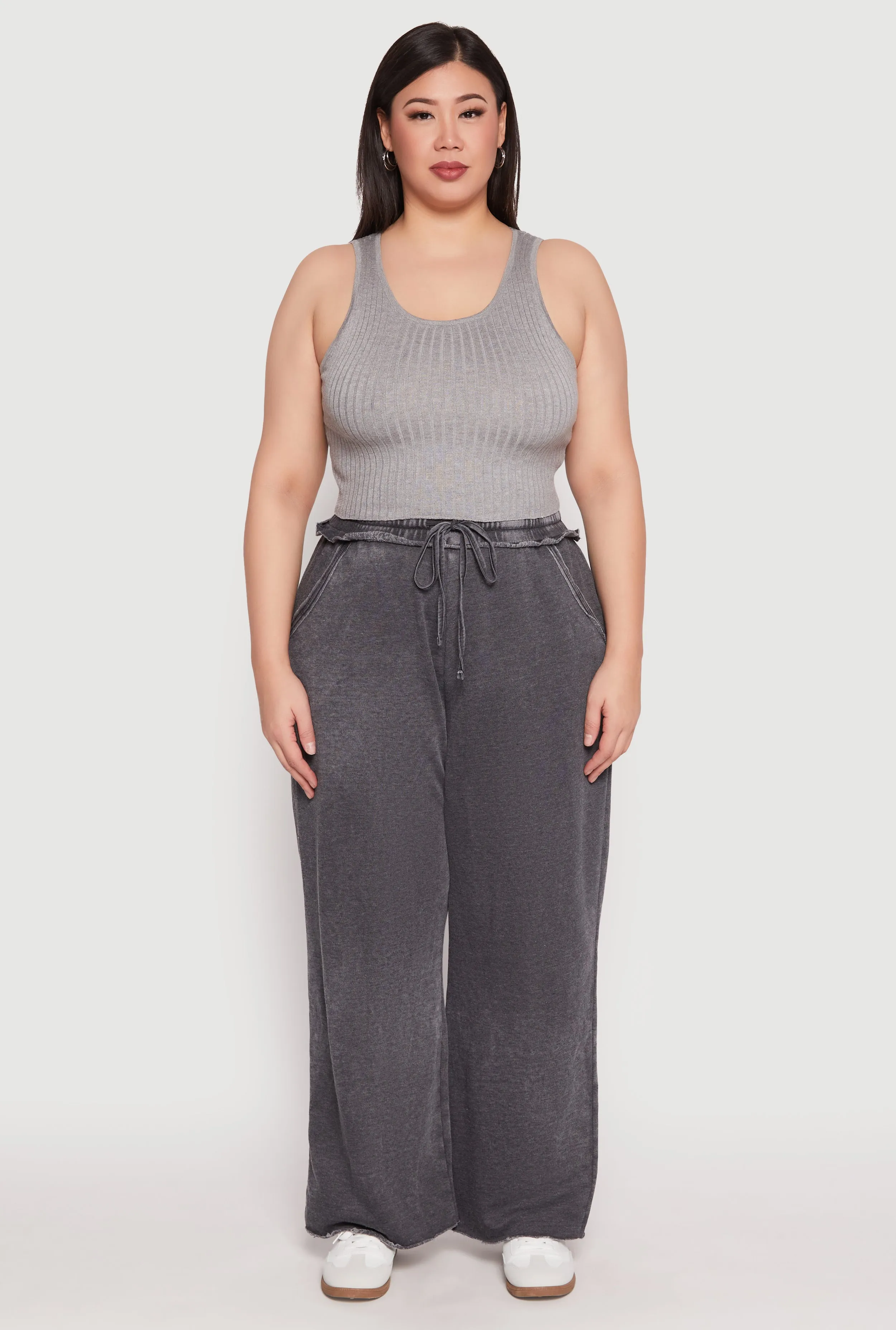 Plus Size Acid Wash Wide Leg Sweatpants sold by Rainbow