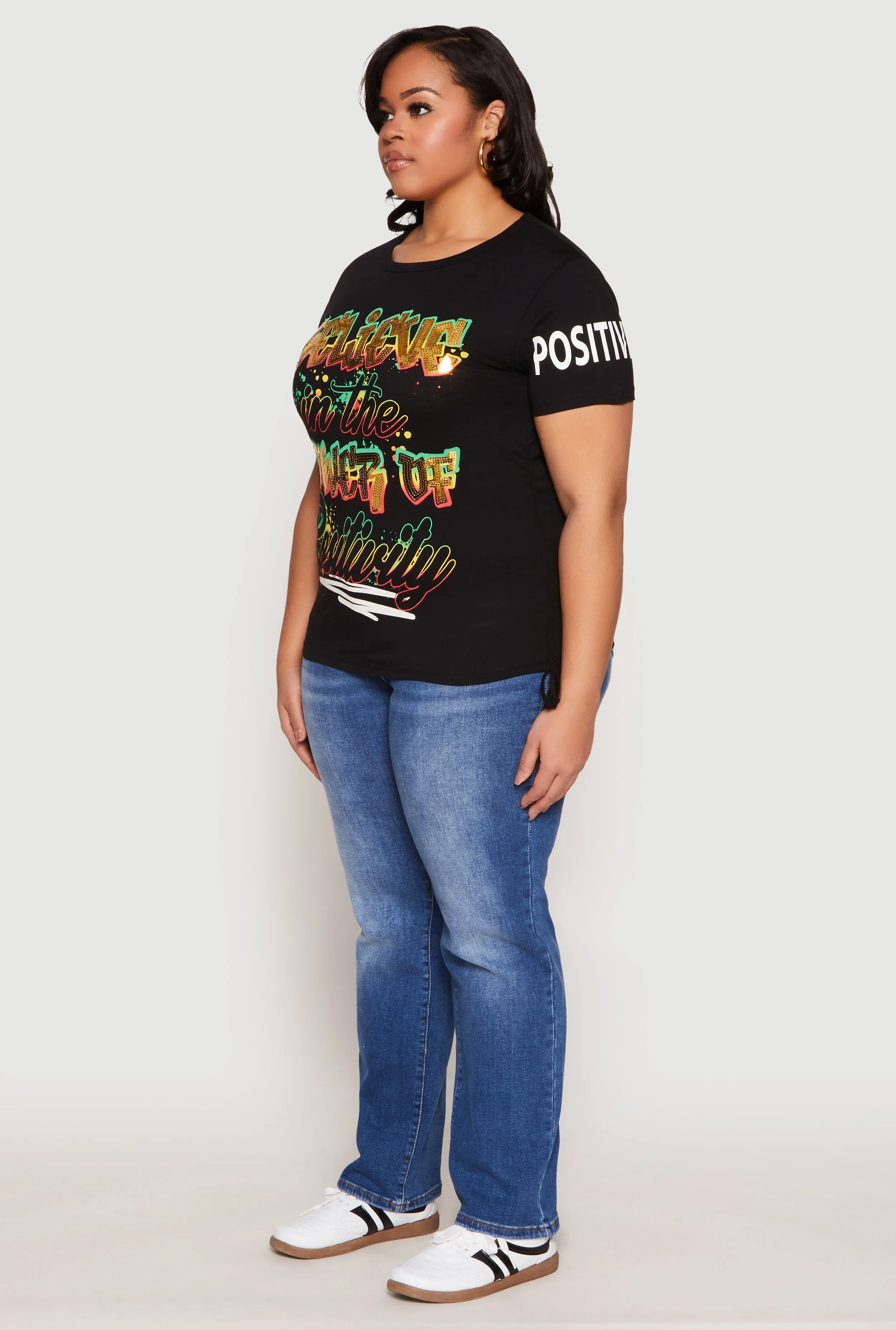 Plus Size Sequin Believe Graphic Tee sold by Rainbow product image thumbnail 3