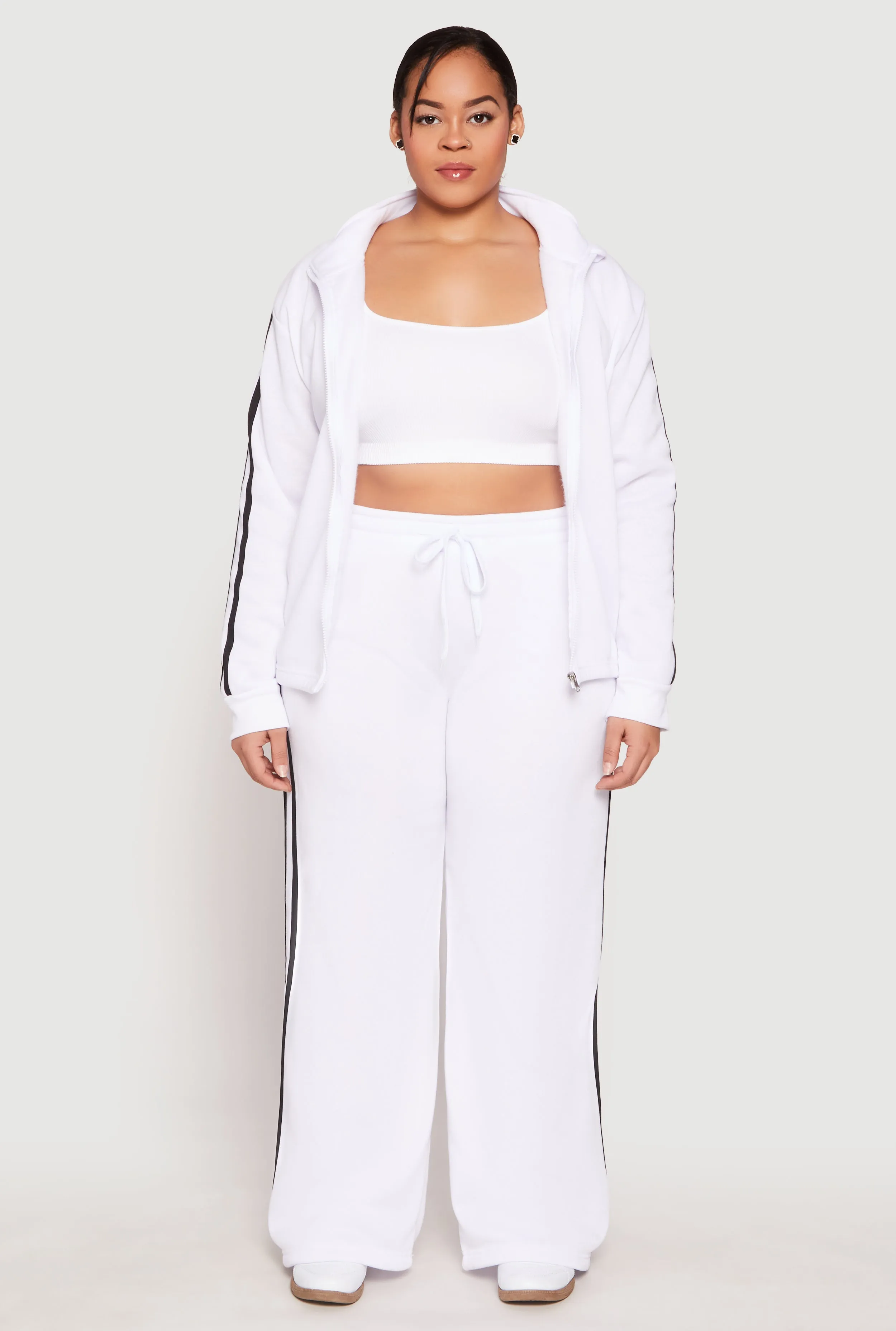 Plus Size Varsity Stripe Zip Front Sweatshirt sold by Rainbow product image thumbnail 2