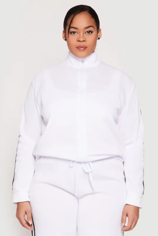 Plus Size Varsity Stripe Zip Front Sweatshirt sold by Rainbow