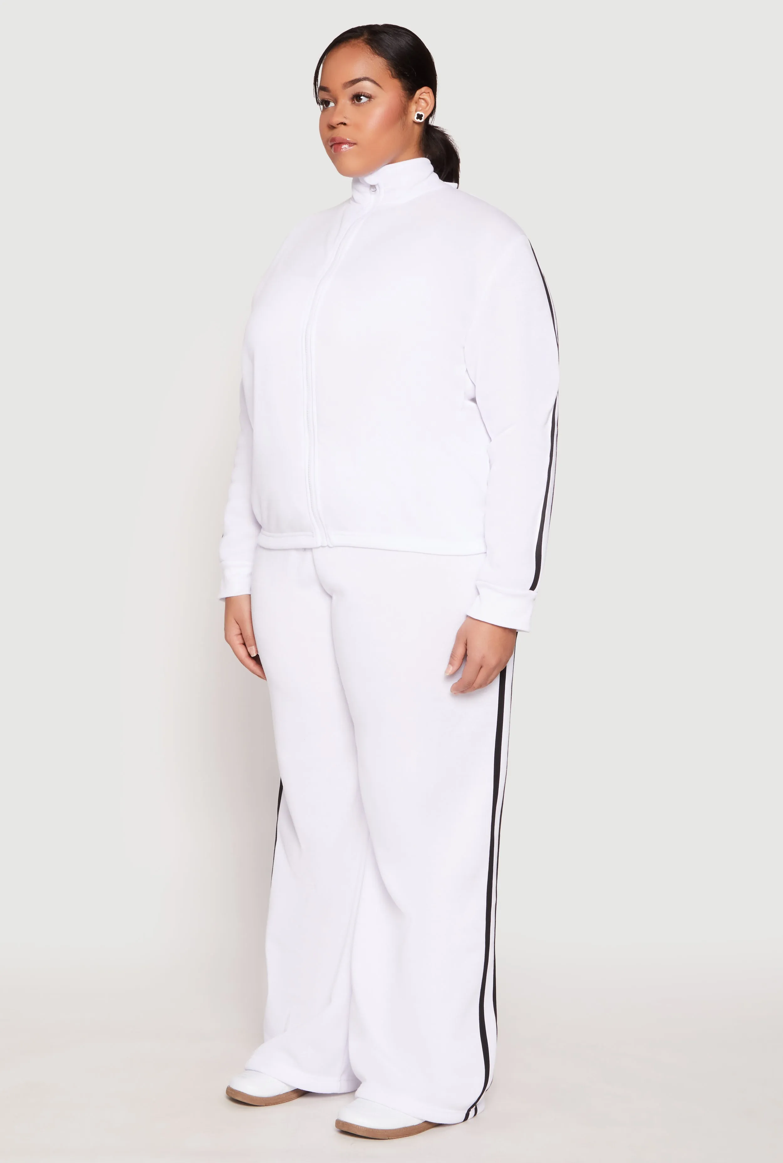 Plus Size Varsity Stripe Zip Front Sweatshirt sold by Rainbow product image thumbnail 3