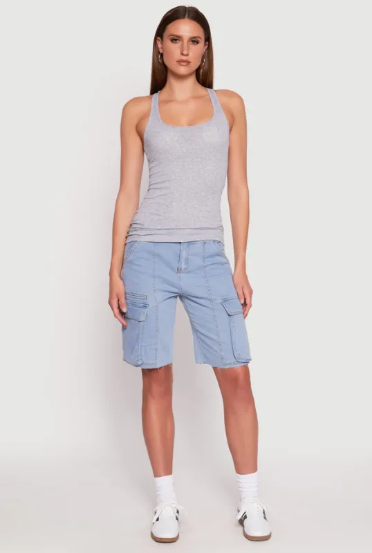 Ribbed Knit Racerback Tank Top sold by Rainbow